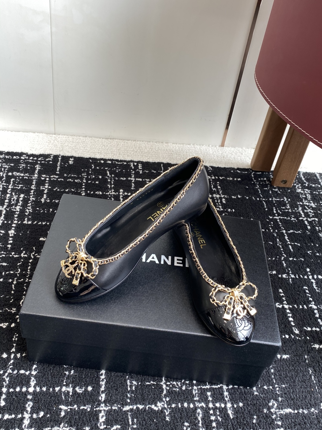シャネル シューズ レディース メンズ 兼用 フラット チェーン バッグ プリンセス ブーツ 黒 36C - 画像 5