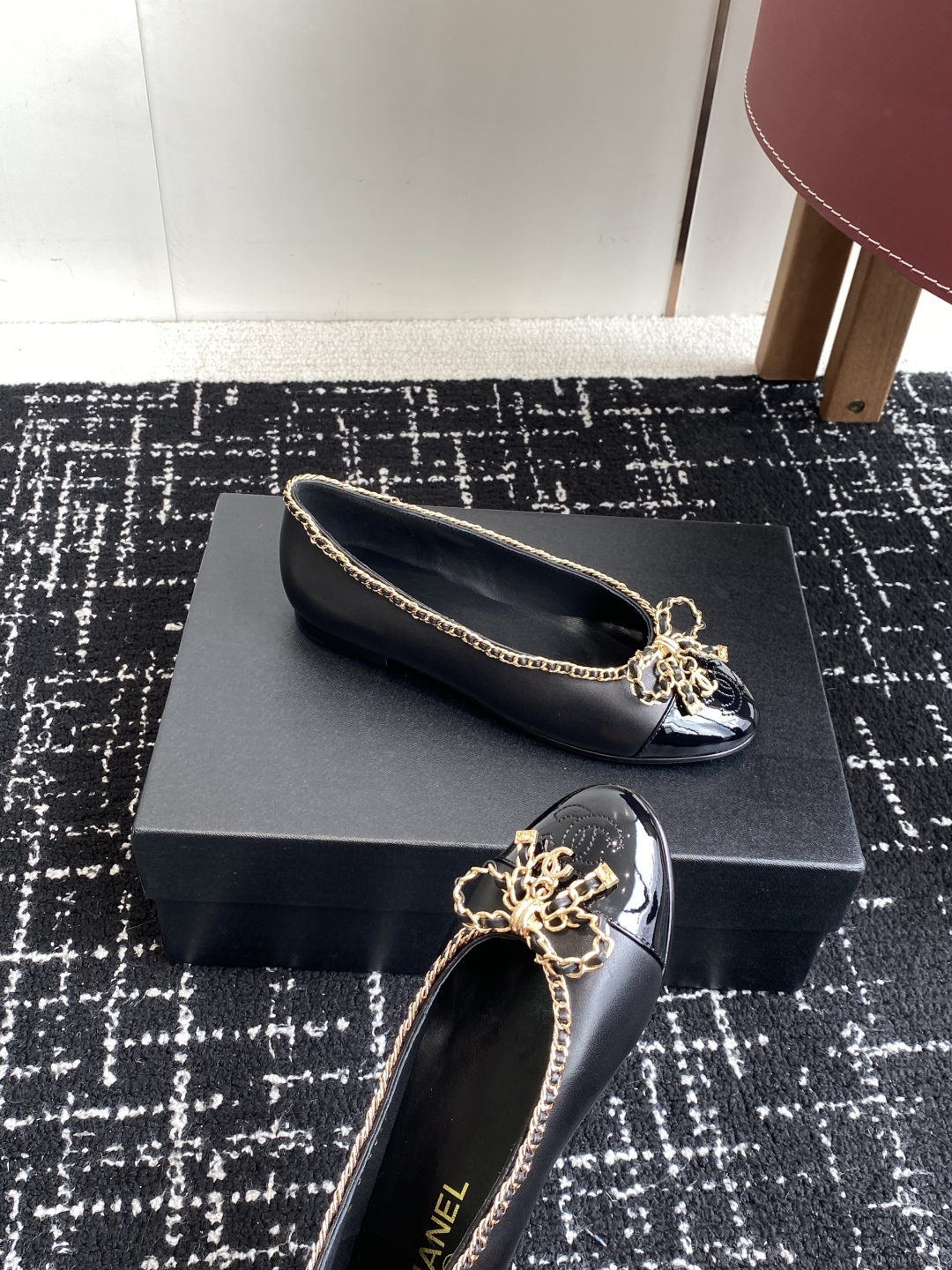 シャネル シューズ レディース メンズ 兼用 フラット チェーン バッグ プリンセス ブーツ 黒 36C - 画像 6