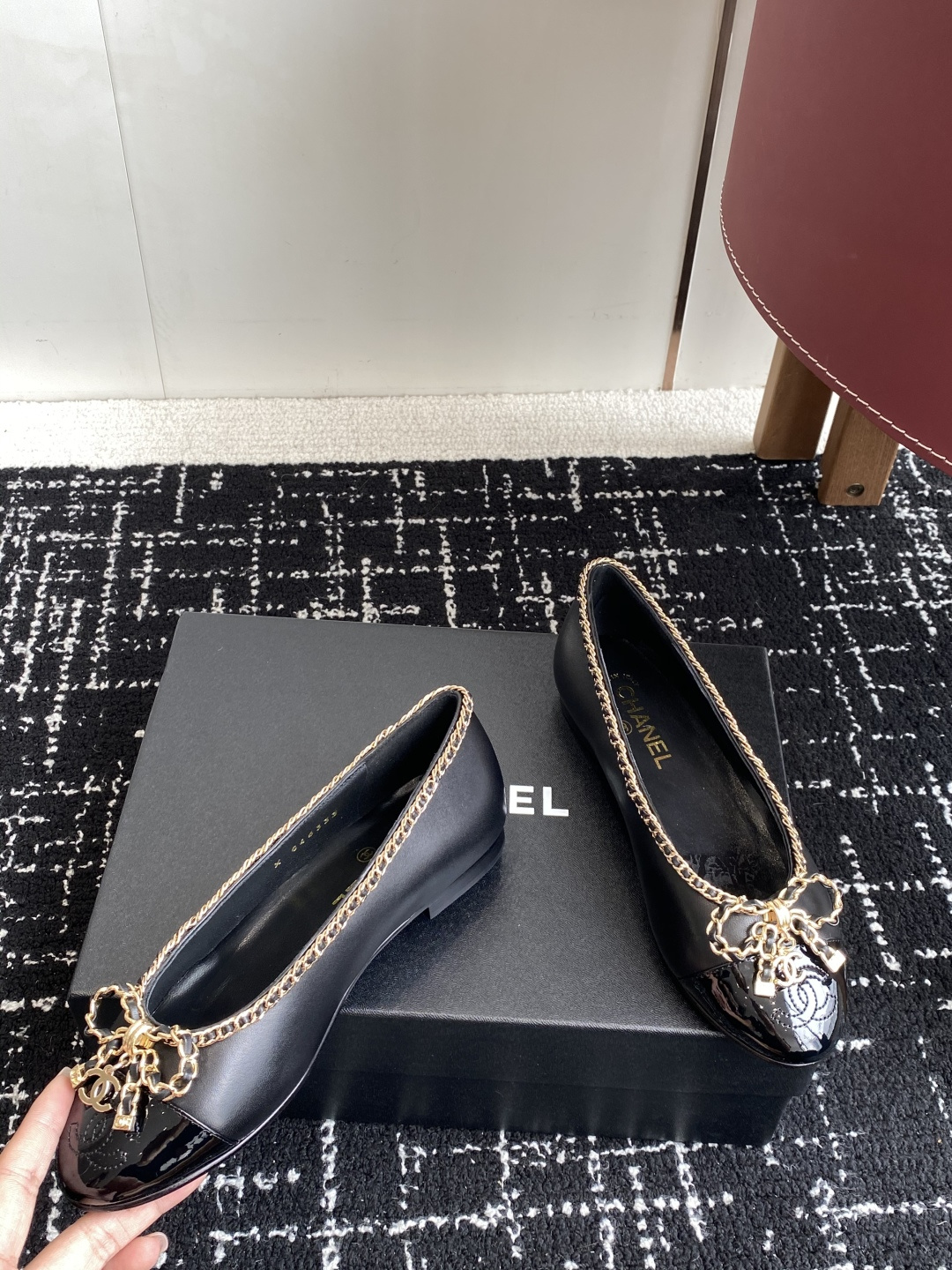 シャネル シューズ レディース メンズ 兼用 フラット チェーン バッグ プリンセス ブーツ 黒 36C - 画像 7