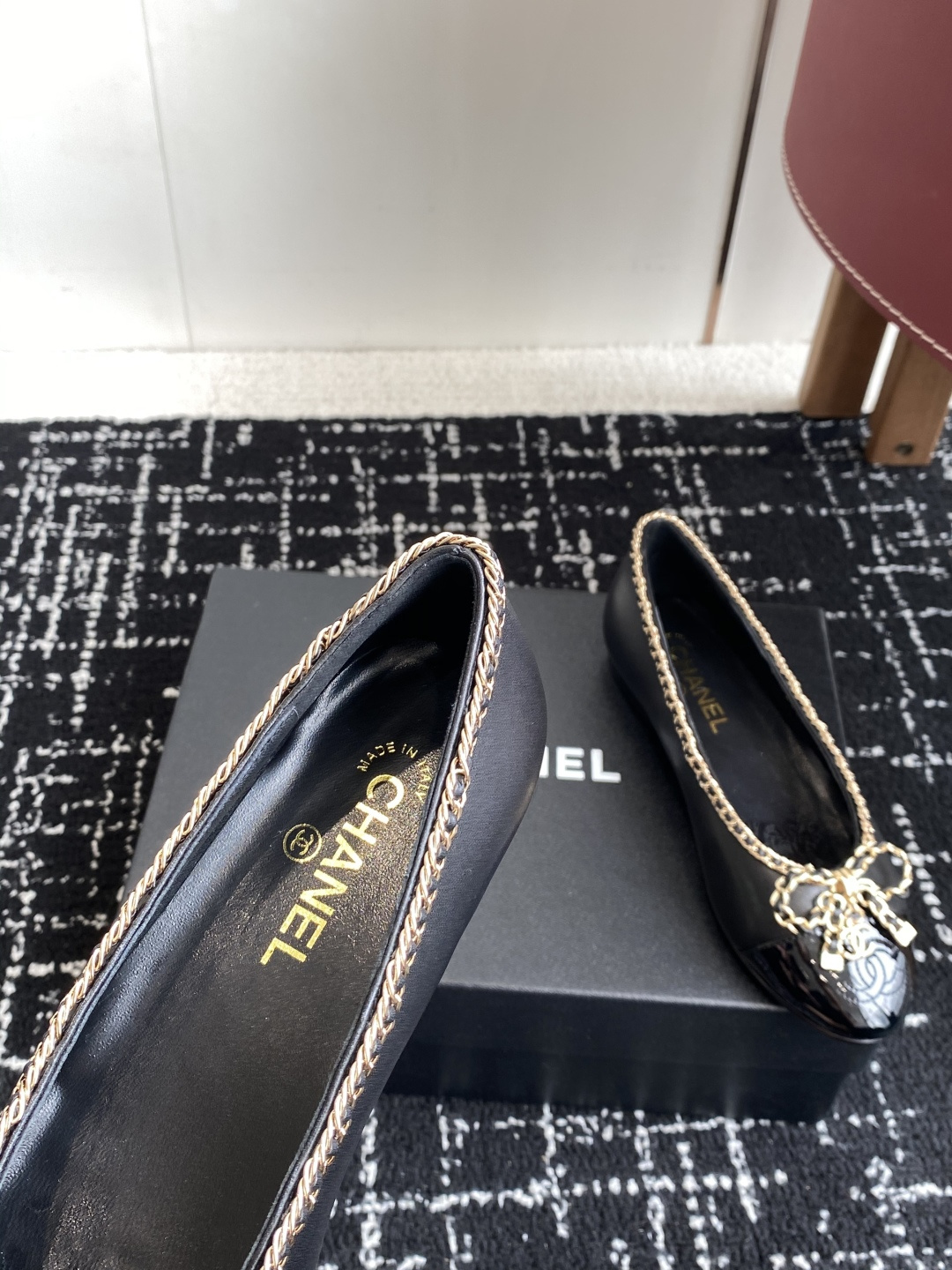 シャネル シューズ レディース メンズ 兼用 フラット チェーン バッグ プリンセス ブーツ 黒 36C - 画像 8