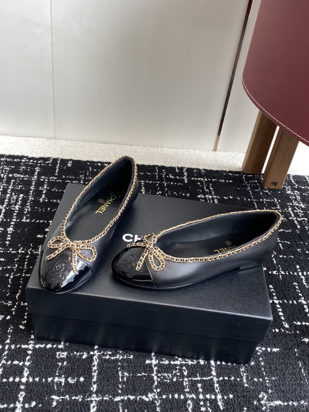 シャネル チェーンフラット レディース メンズ兼用 通勤 通学 高級感 黒 - 画像 3