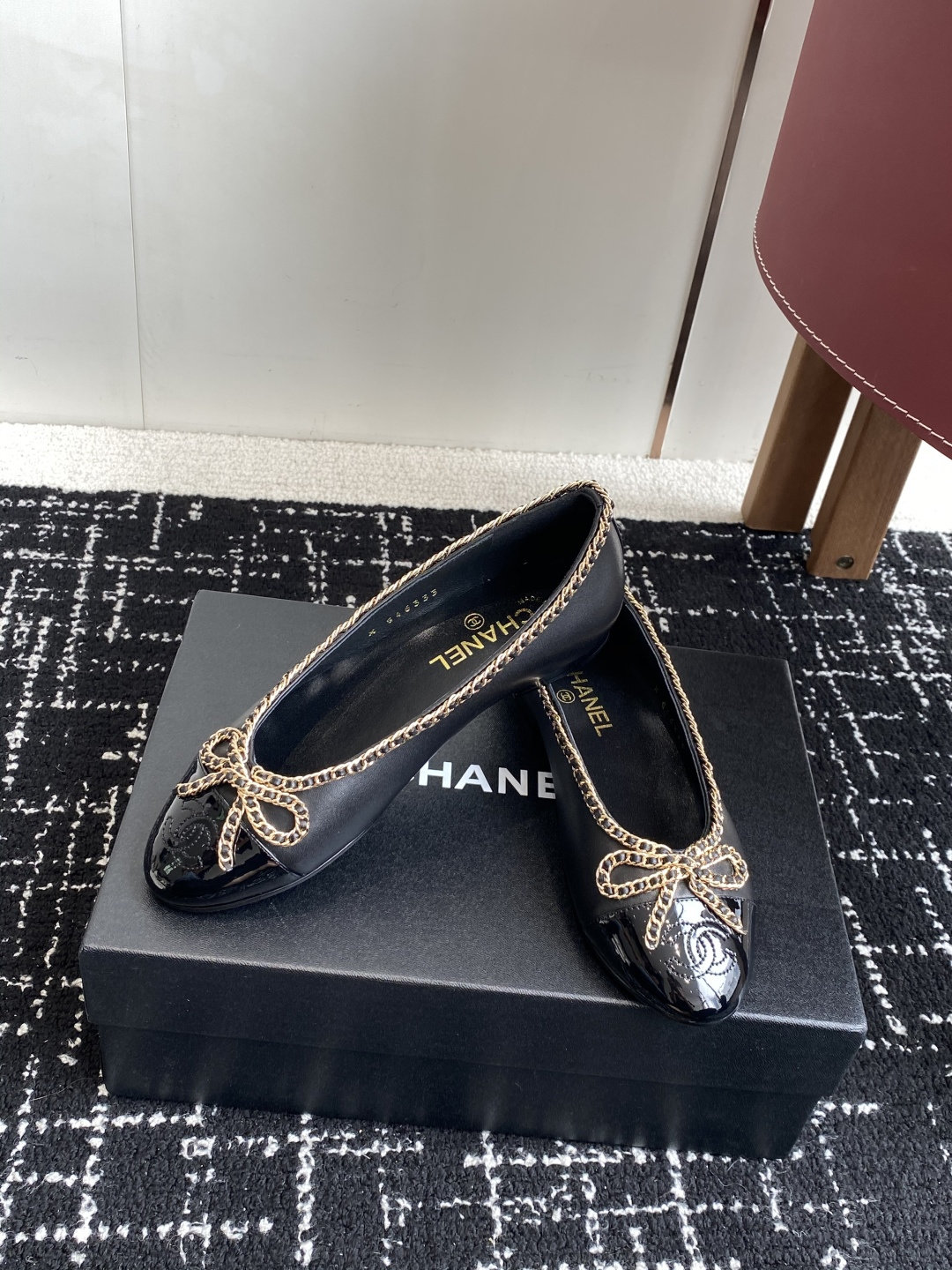 シャネル チェーンフラット レディース メンズ兼用 通勤 通学 高級感 黒 - 画像 5