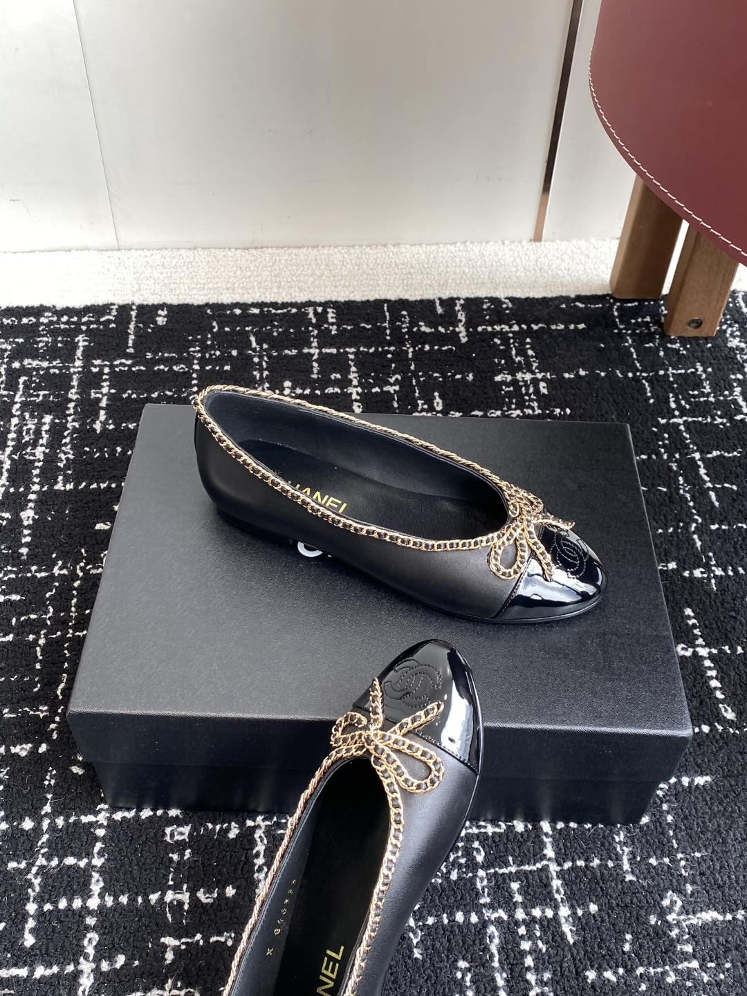 シャネル チェーンフラット レディース メンズ兼用 通勤 通学 高級感 黒 - 画像 6