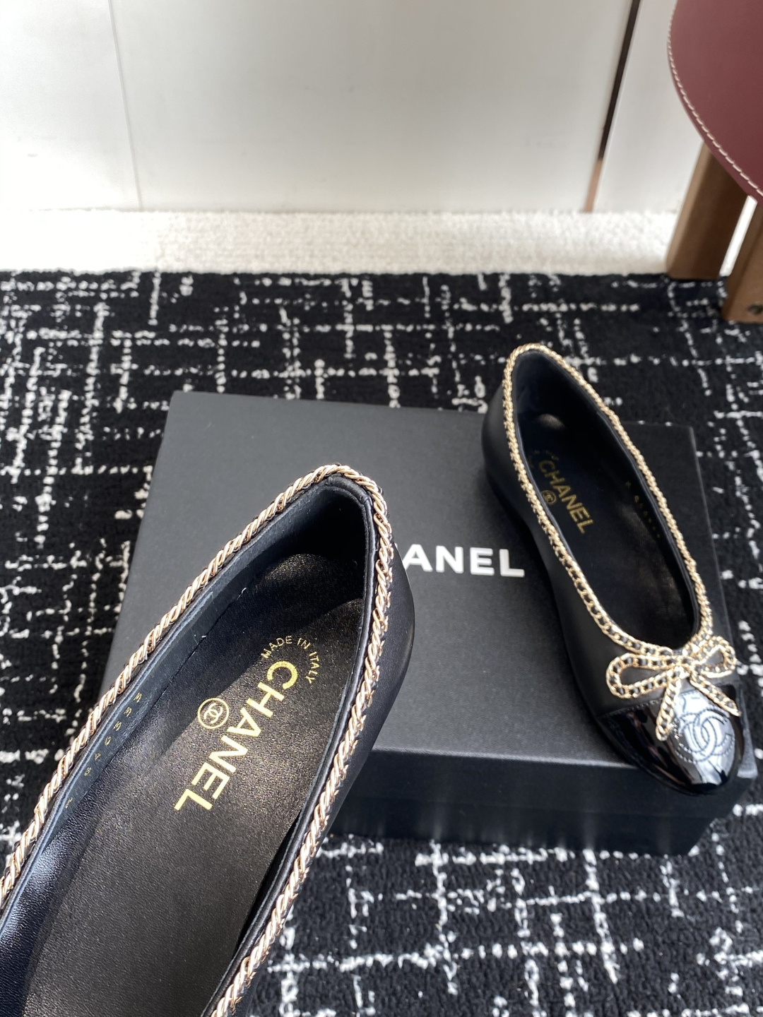 シャネル チェーンフラット レディース メンズ兼用 通勤 通学 高級感 黒 - 画像 8