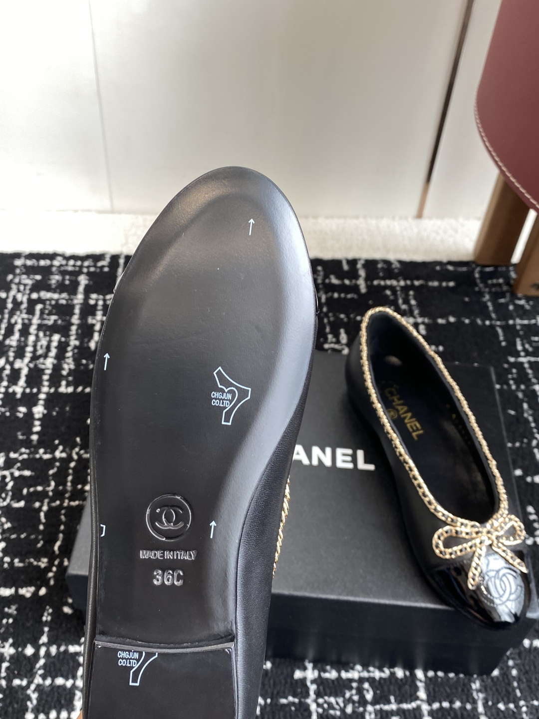 シャネル チェーンフラット レディース メンズ兼用 通勤 通学 高級感 黒 - 画像 9