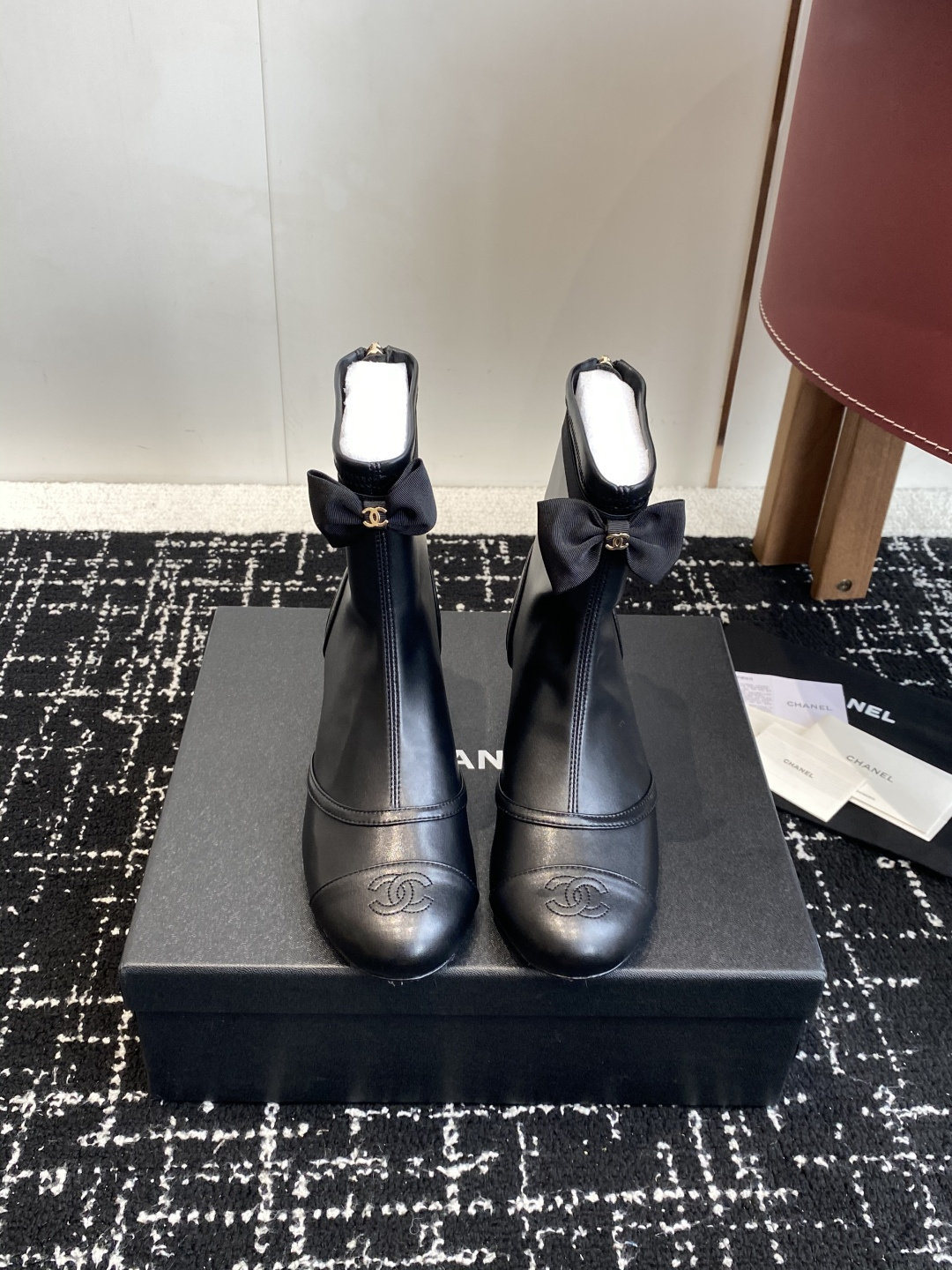 シャネル シューズ ブーツ レディース メンズ兼用 通勤 通学 軽量 撥水 ブラック 36C