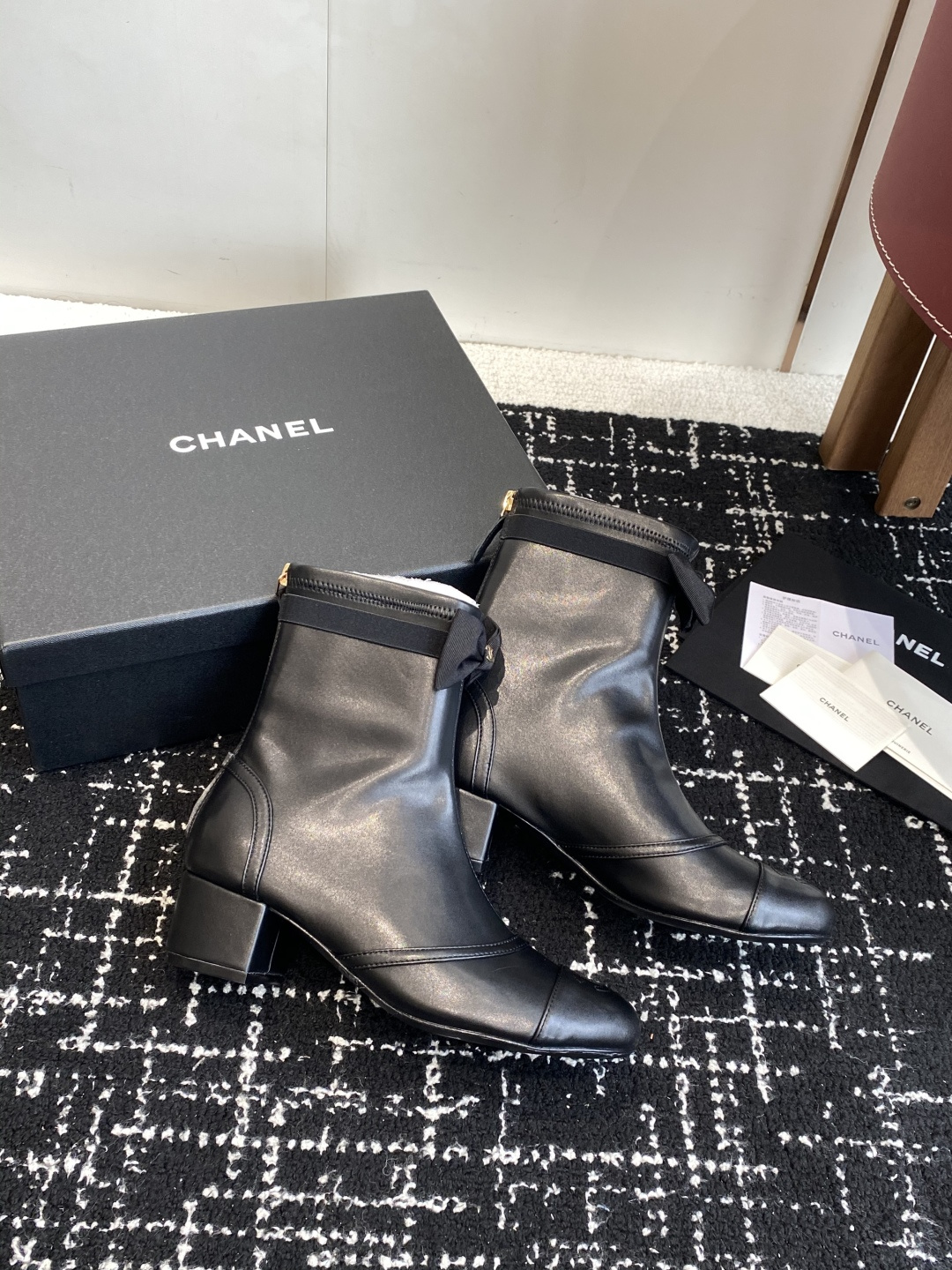 シャネル シューズ ブーツ レディース メンズ兼用 通勤 通学 軽量 撥水 ブラック 36C - 画像 3