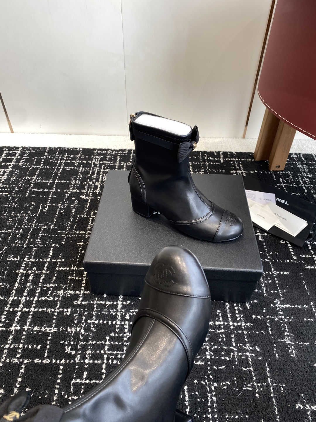 シャネル シューズ ブーツ レディース メンズ兼用 通勤 通学 軽量 撥水 ブラック 36C - 画像 6