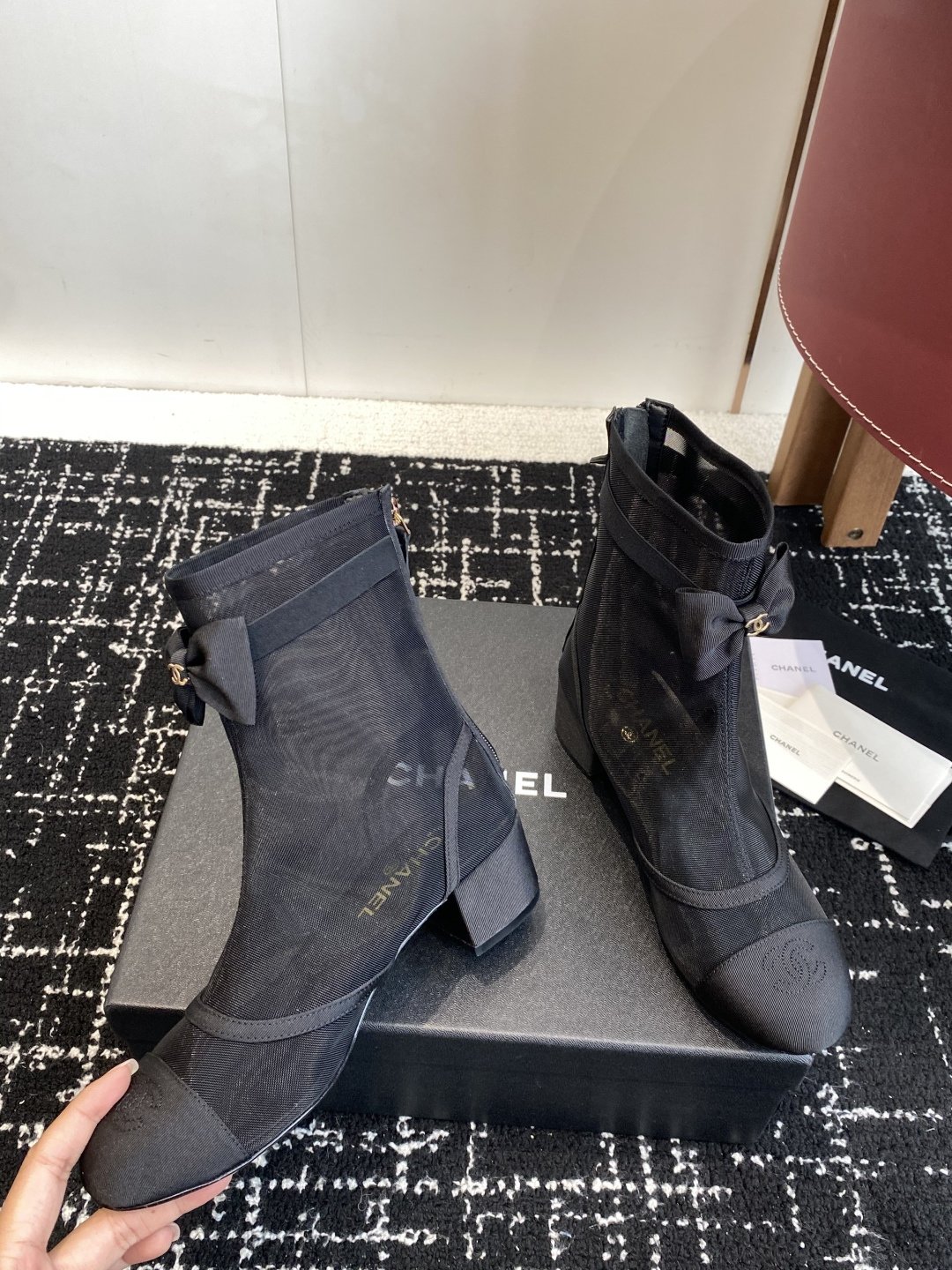 シャネル シューズ ブーツ レディース メンズ 兼用 ファッション ファッション ブーツ ブラック 靴 36C - 画像 7