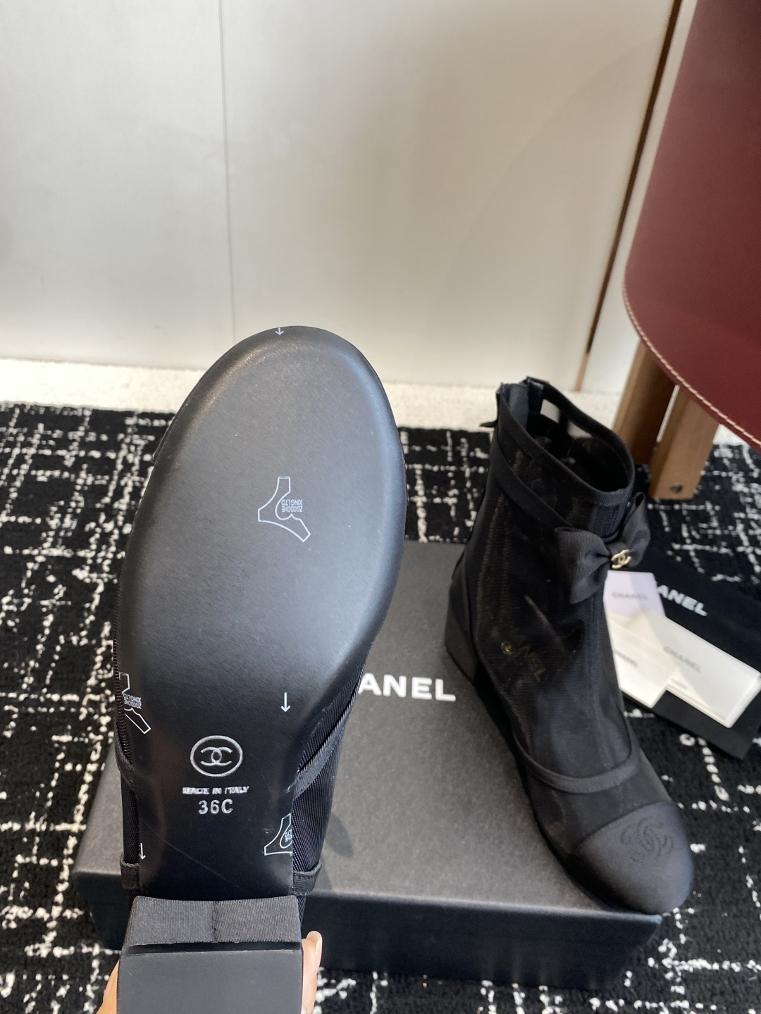 シャネル シューズ ブーツ レディース メンズ 兼用 ファッション ファッション ブーツ ブラック 靴 36C - 画像 9