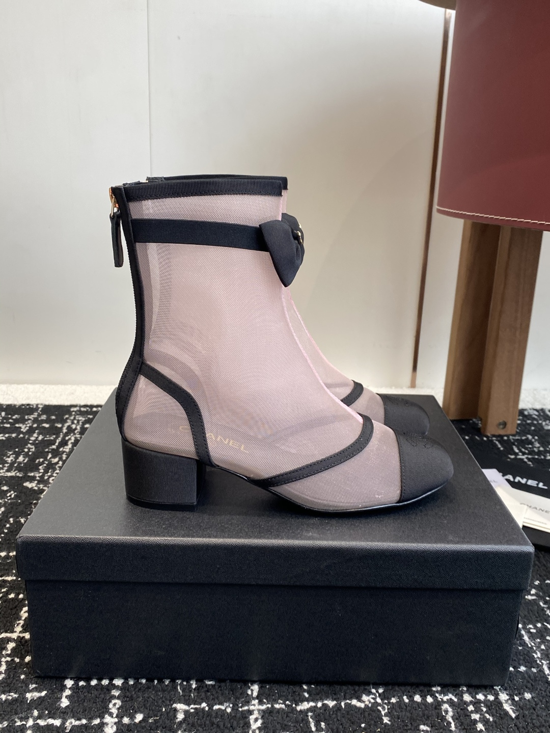 シャネル シャネル ファッションブーツ レディース メンズ兼用 通勤 通学 スタイリッシュ ピンク ブラック 黒 36C - 画像 2