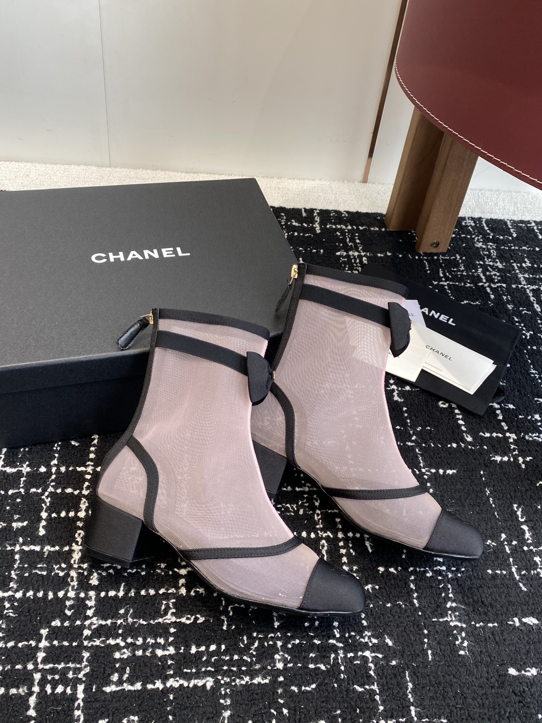 シャネル シャネル ファッションブーツ レディース メンズ兼用 通勤 通学 スタイリッシュ ピンク ブラック 黒 36C - 画像 4