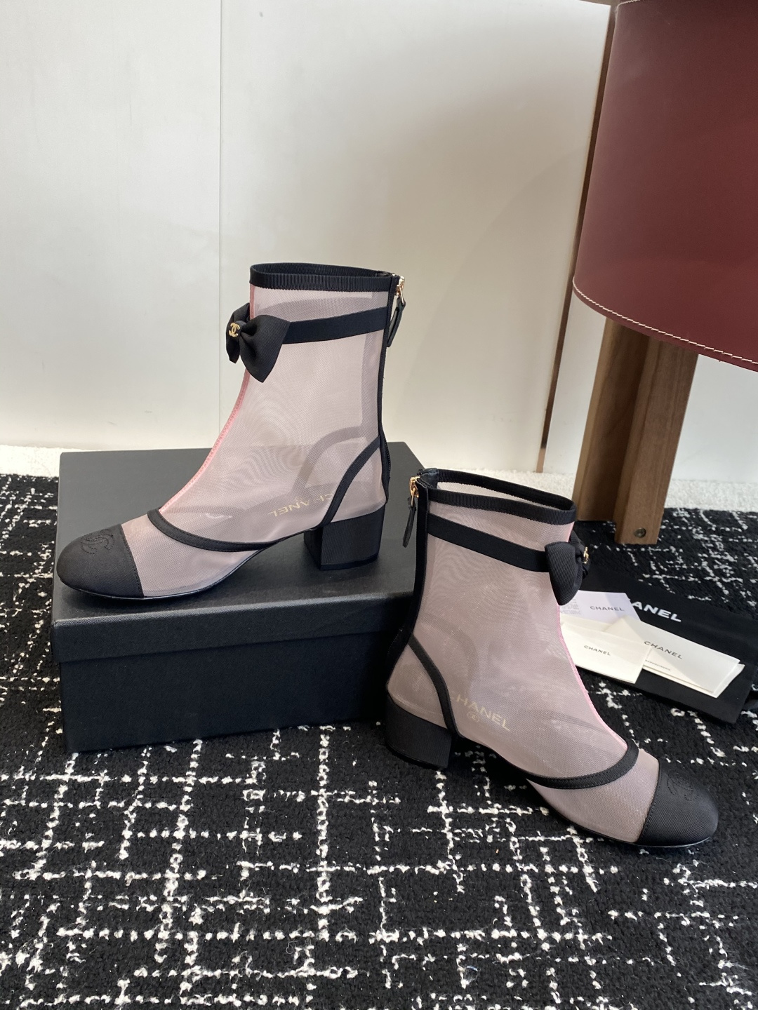 シャネル シャネル ファッションブーツ レディース メンズ兼用 通勤 通学 スタイリッシュ ピンク ブラック 黒 36C - 画像 5