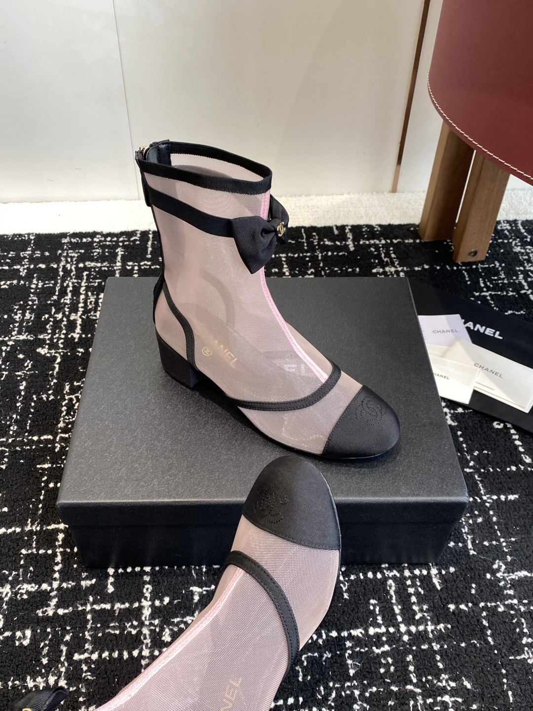 シャネル シャネル ファッションブーツ レディース メンズ兼用 通勤 通学 スタイリッシュ ピンク ブラック 黒 36C - 画像 6