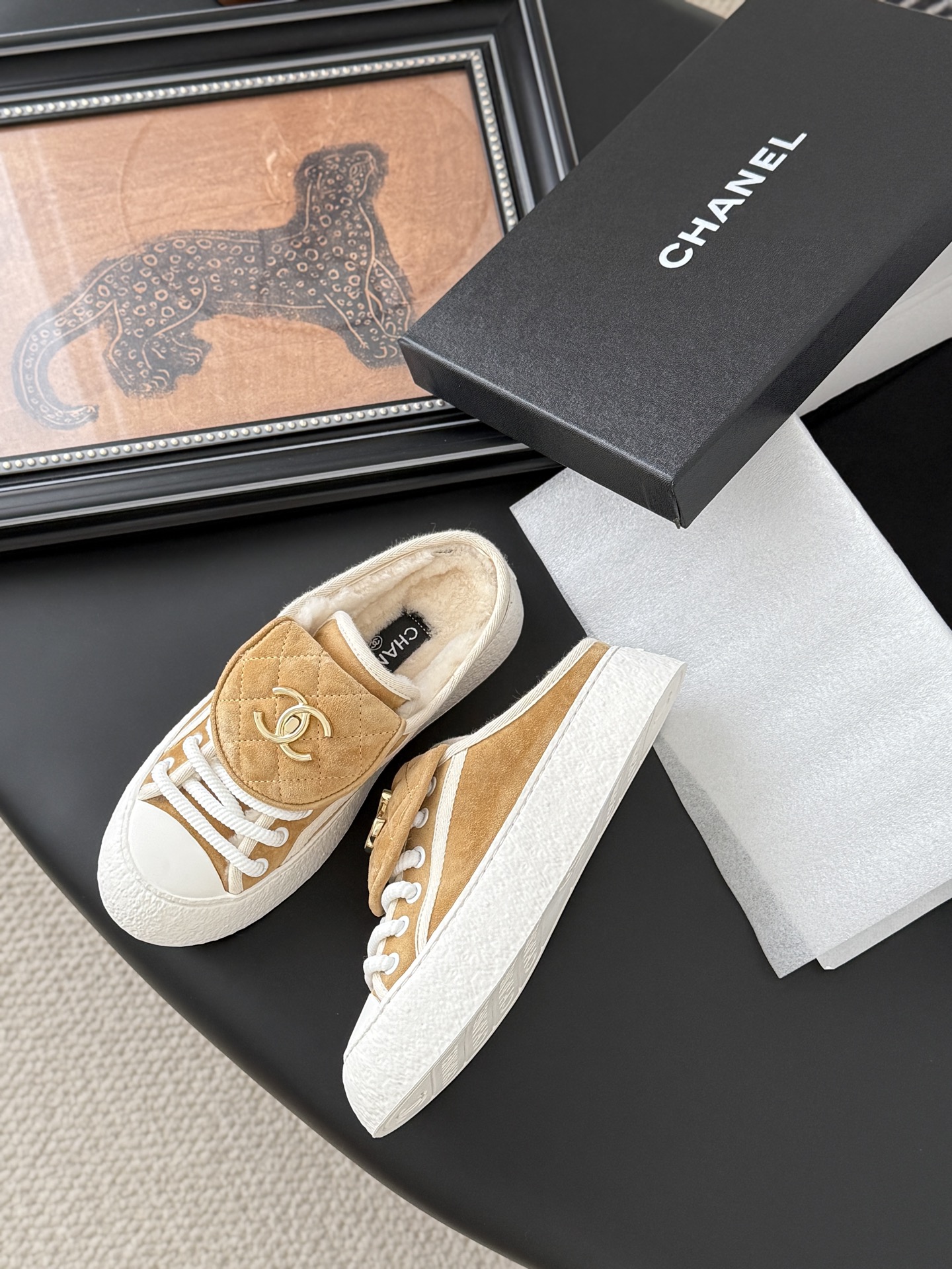 CHANEL シューズ レディース メンズ 兼用 ファッション プレーン ベージュ 軽量 撥水 通勤 通学 レトロ シンプル 丸洗いOK - 画像 4