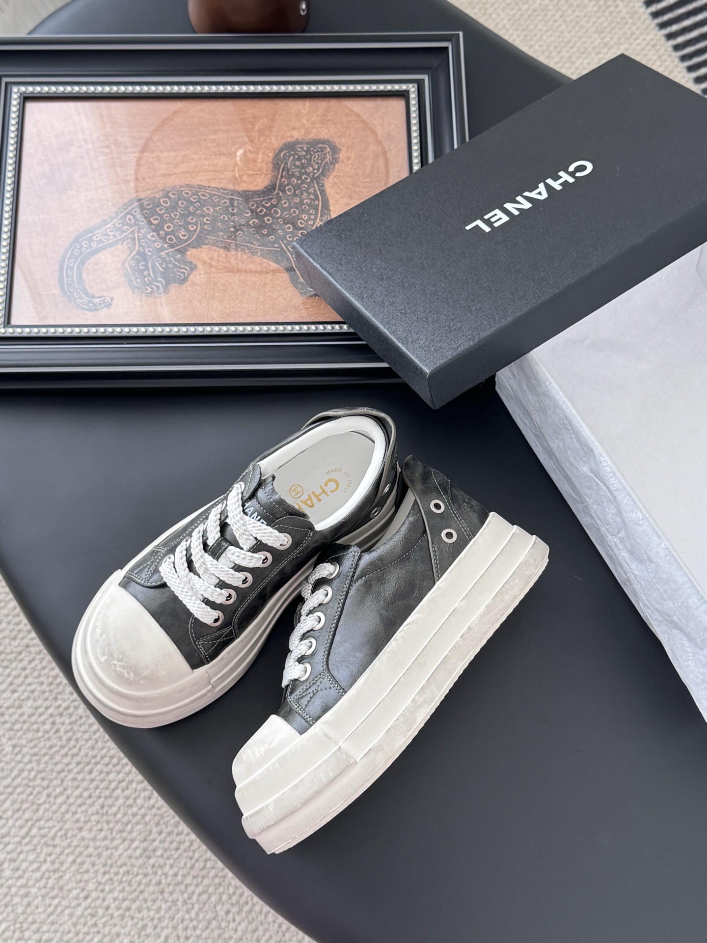 シャネル シューズ レディース メンズ 兼用 通勤 通学 シンプル 黒 白 2WAY - 画像 4