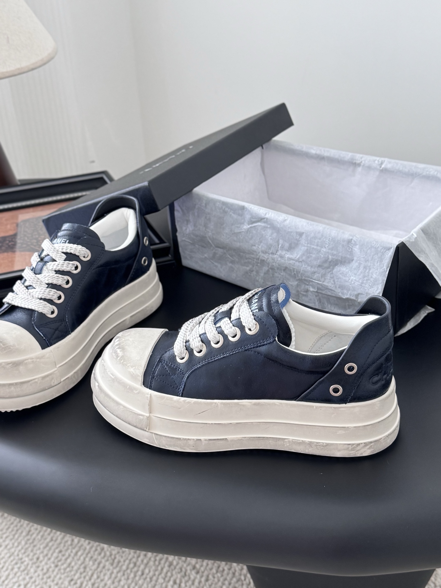 シャネル ローファー レディース メンズ 兼用 シンプル 通勤 通学 黒 白 - 画像 2