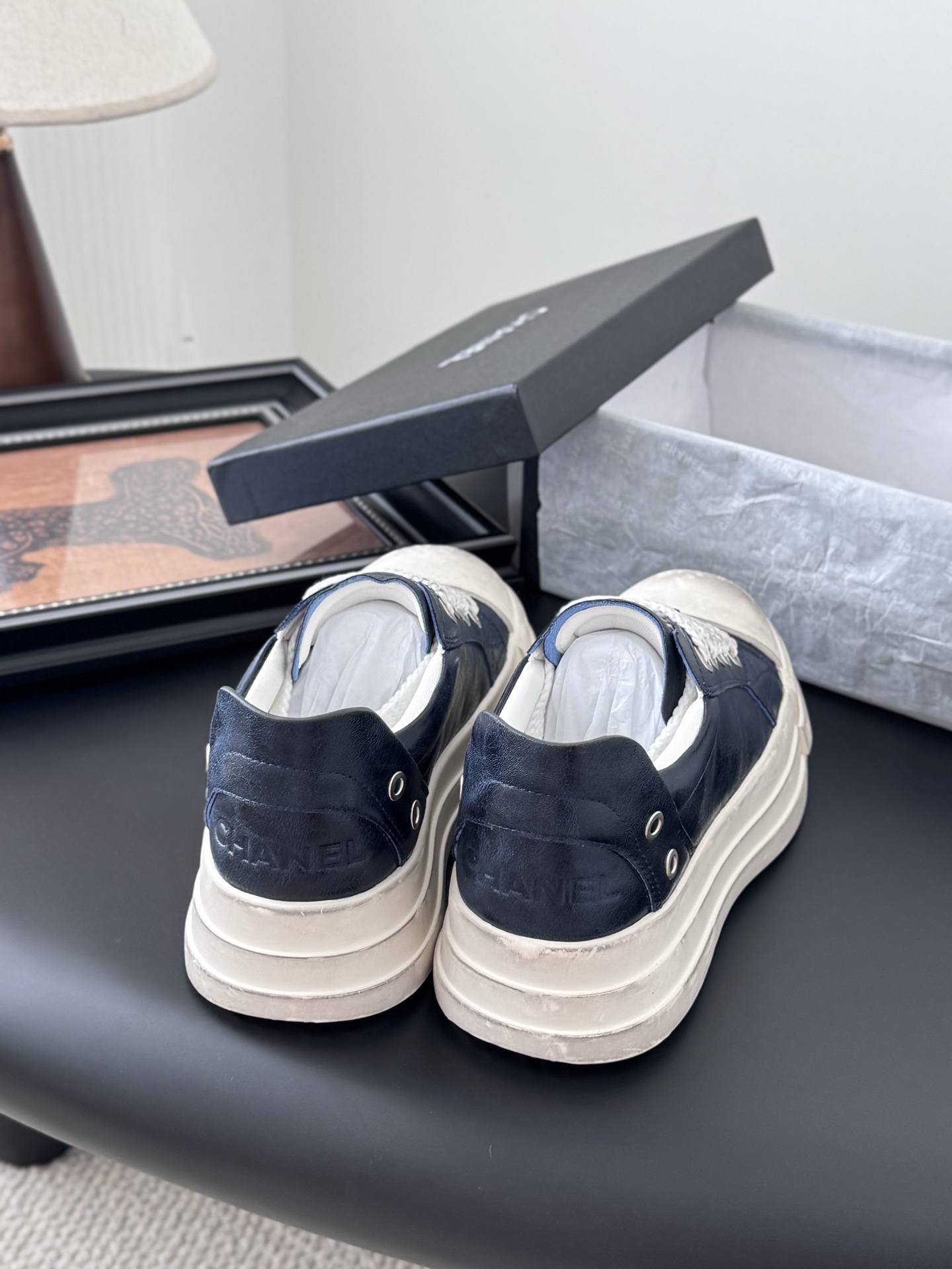 シャネル ローファー レディース メンズ 兼用 シンプル 通勤 通学 黒 白 - 画像 3