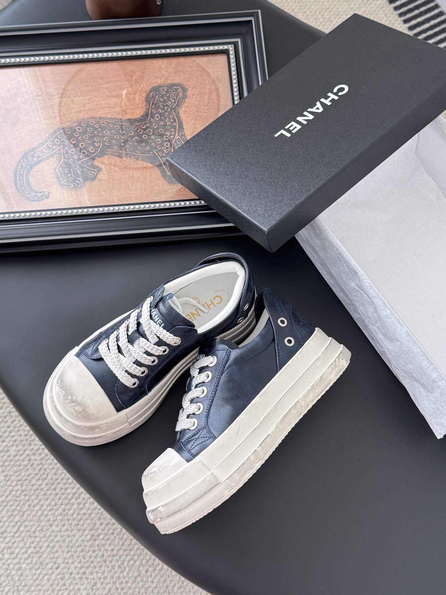 シャネル ローファー レディース メンズ 兼用 シンプル 通勤 通学 黒 白 - 画像 4