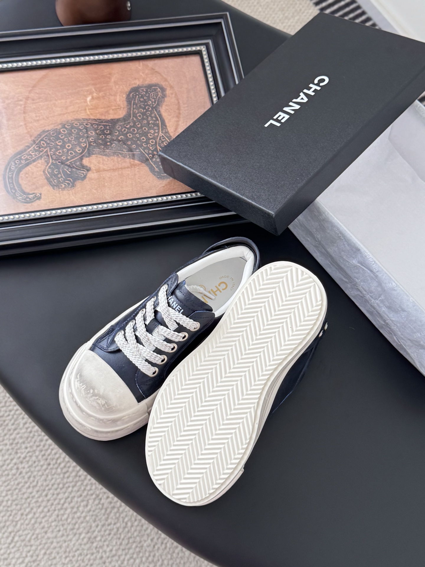 シャネル ローファー レディース メンズ 兼用 シンプル 通勤 通学 黒 白 - 画像 5