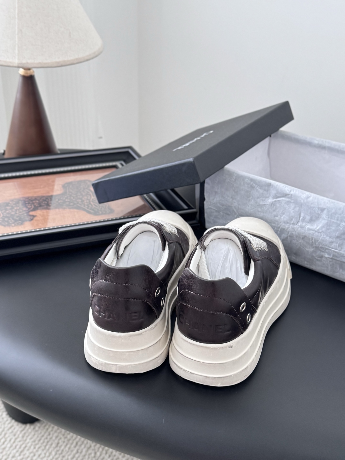 シャネル レディース メンズ 兼用 スニーカー 軽量 大容量 ブラック 白 レトロ ブラック 38 39 40 41 42 43 - 画像 3