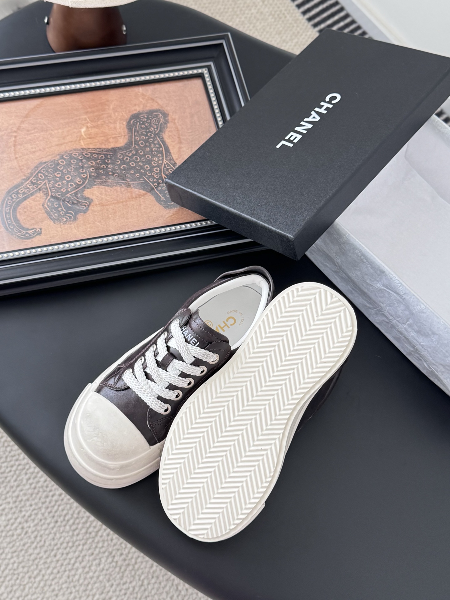 シャネル レディース メンズ 兼用 スニーカー 軽量 大容量 ブラック 白 レトロ ブラック 38 39 40 41 42 43 - 画像 5