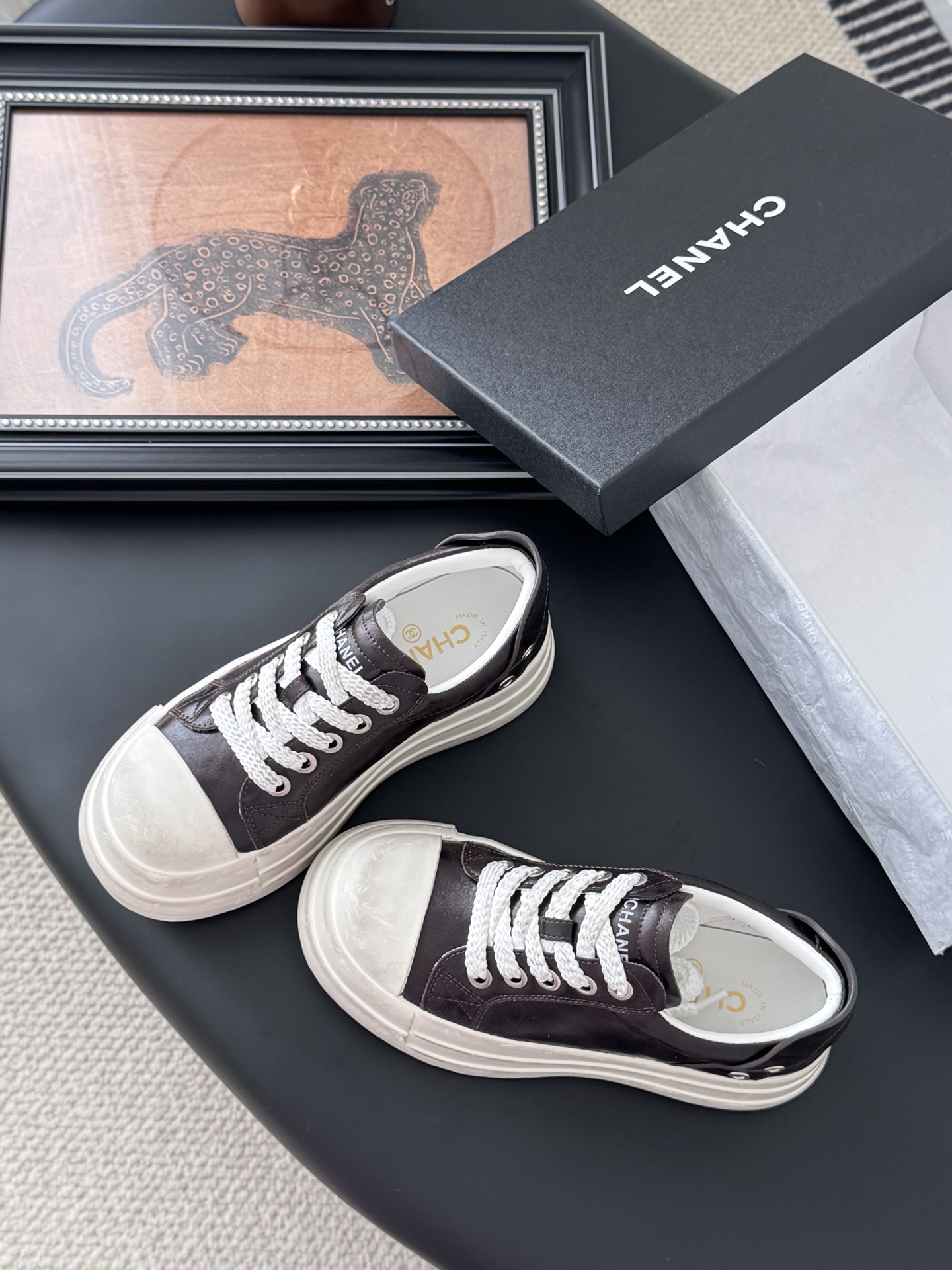 シャネル レディース メンズ 兼用 スニーカー 軽量 大容量 ブラック 白 レトロ ブラック 38 39 40 41 42 43 - 画像 6