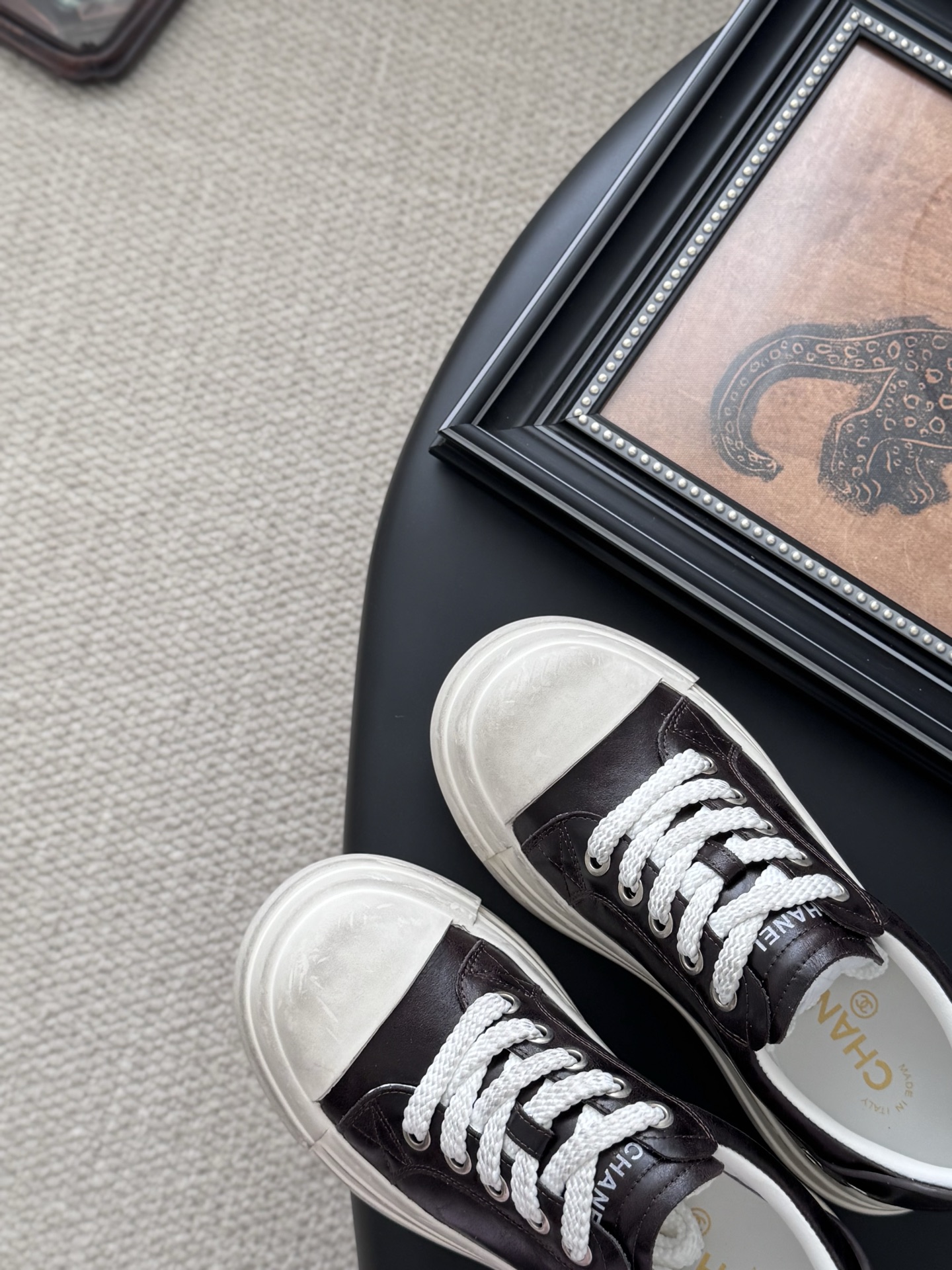 シャネル レディース メンズ 兼用 スニーカー 軽量 大容量 ブラック 白 レトロ ブラック 38 39 40 41 42 43 - 画像 7