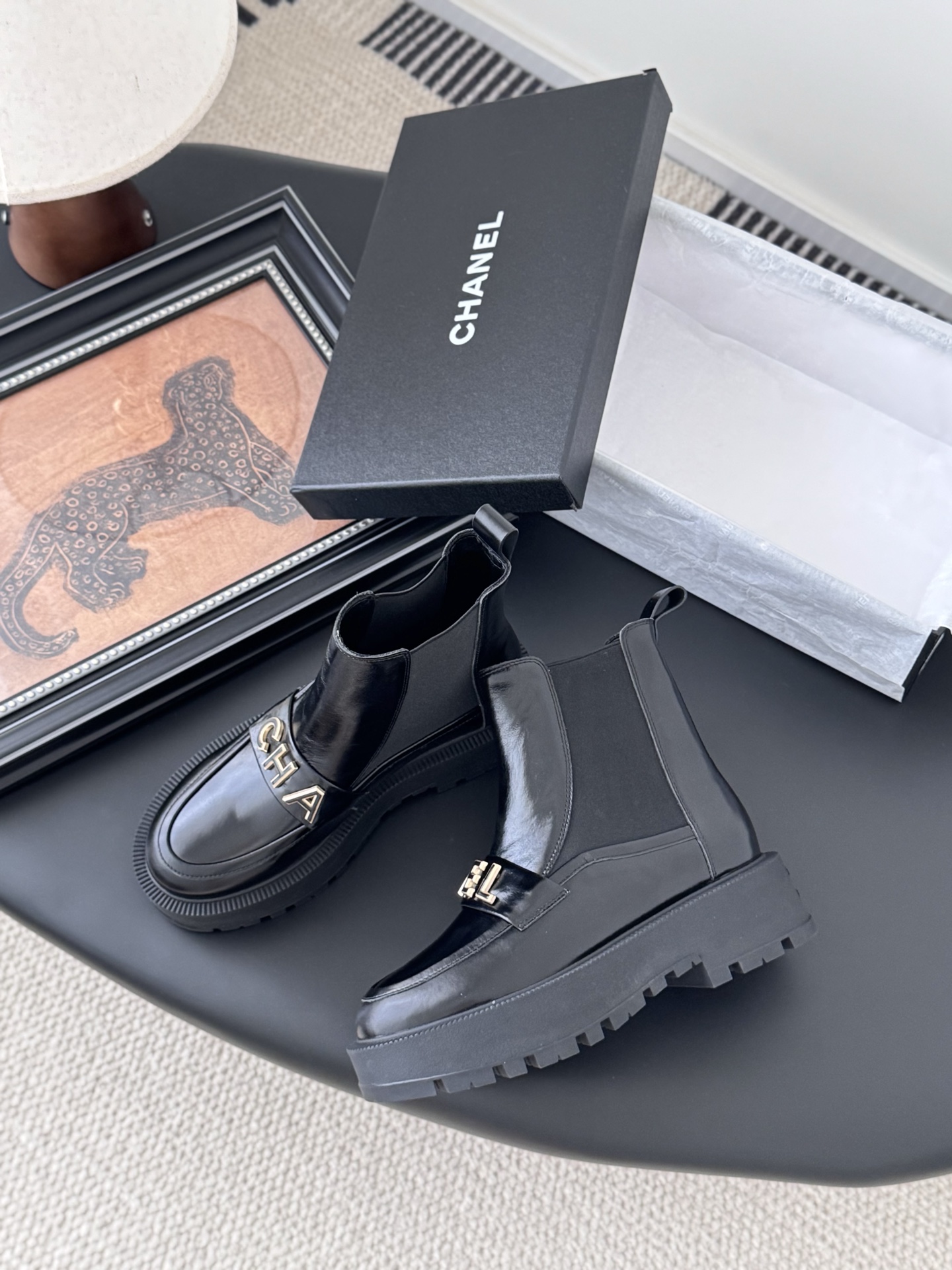 シャネル チャンル シンプル レディース メンズ 兼用 ブーツ 黒 2WAY 撥水 高級感 通勤 通学 - 画像 3