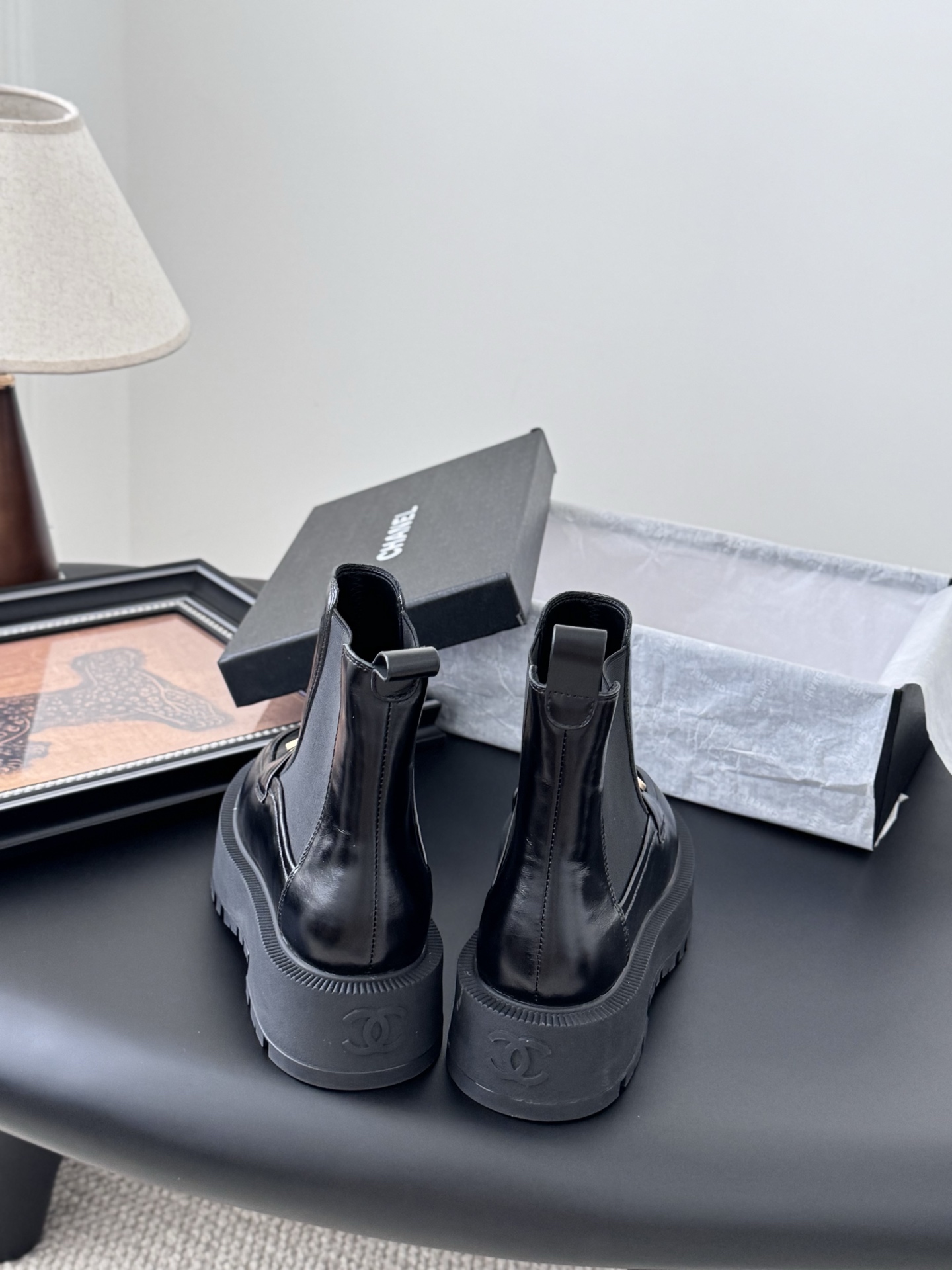 シャネル チャンル シンプル レディース メンズ 兼用 ブーツ 黒 2WAY 撥水 高級感 通勤 通学 - 画像 6