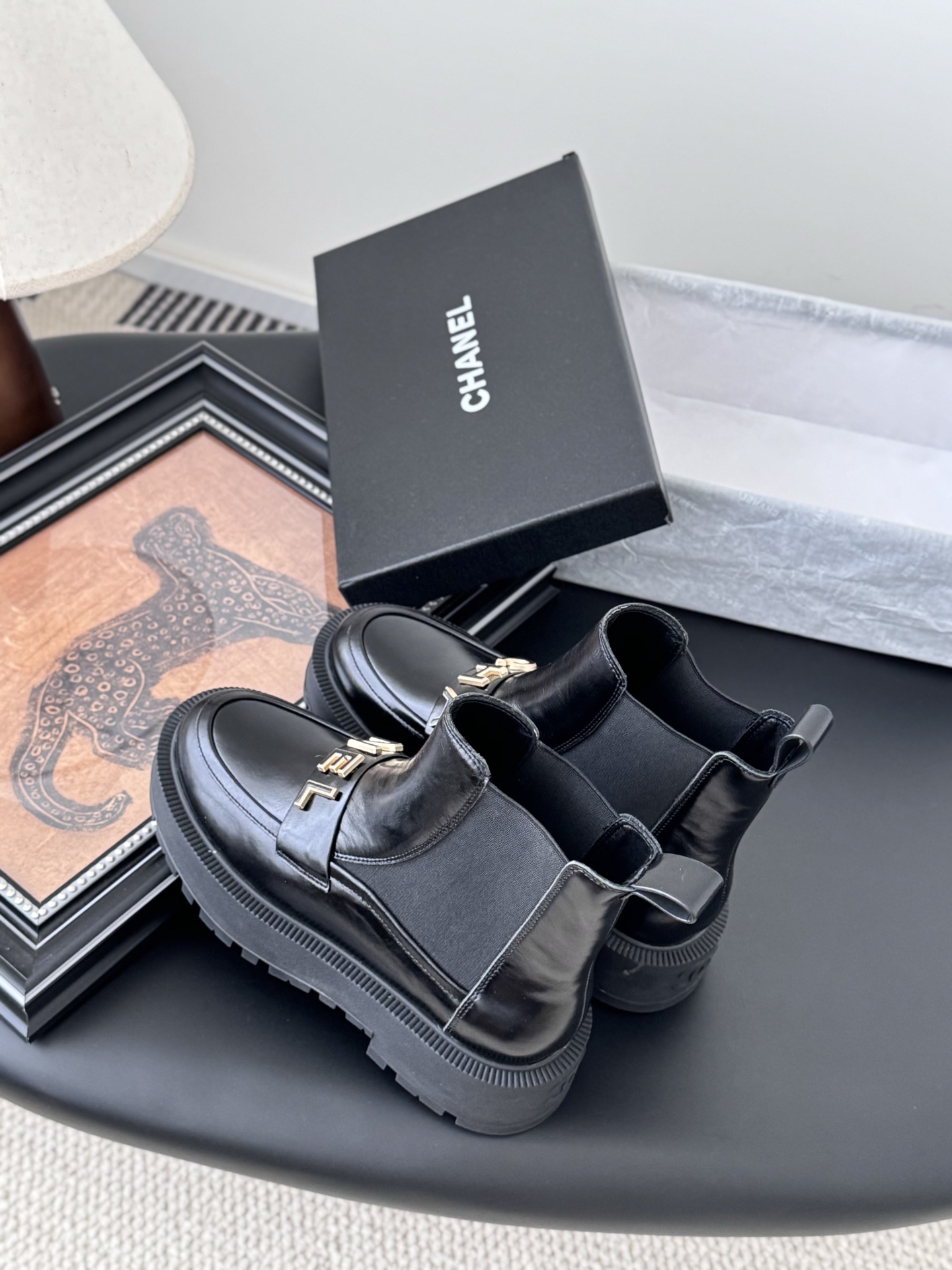 シャネル チャンル シンプル レディース メンズ 兼用 ブーツ 黒 2WAY 撥水 高級感 通勤 通学 - 画像 7