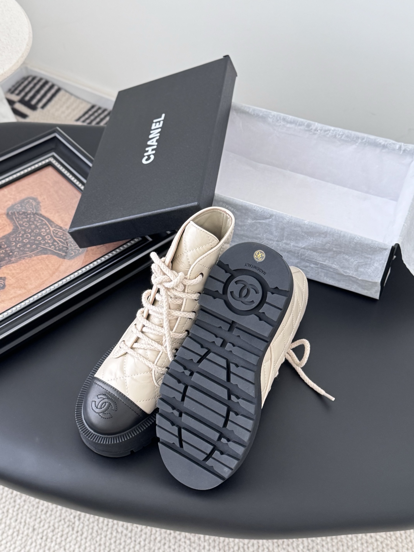 CHANEL シャネル ブーツ レディース メンズ兼用 通勤 通学 軽量 大容量 ベージュ 黒 2WAY 丸洗いOK - 画像 4