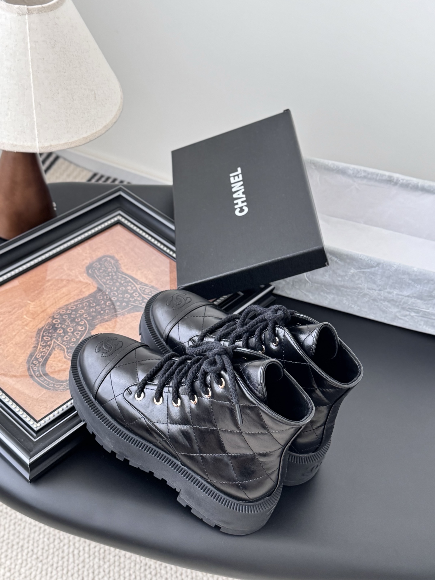 シャネル チェーンブーツ レディース メンズ 兼用 ブーツ 黒 軽量 通勤 通学 高級感 撥水 丸洗いOK - 画像 7