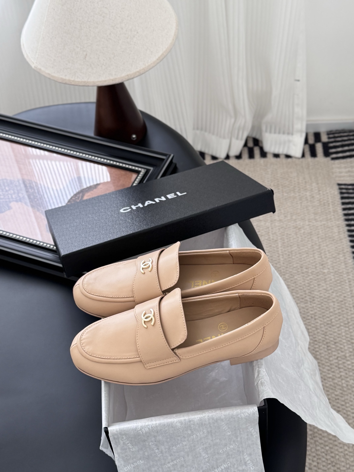 シャネル シャネル ローファー レディース メンズ 兼用 通勤 通学 シンプル ベージュ - 画像 9