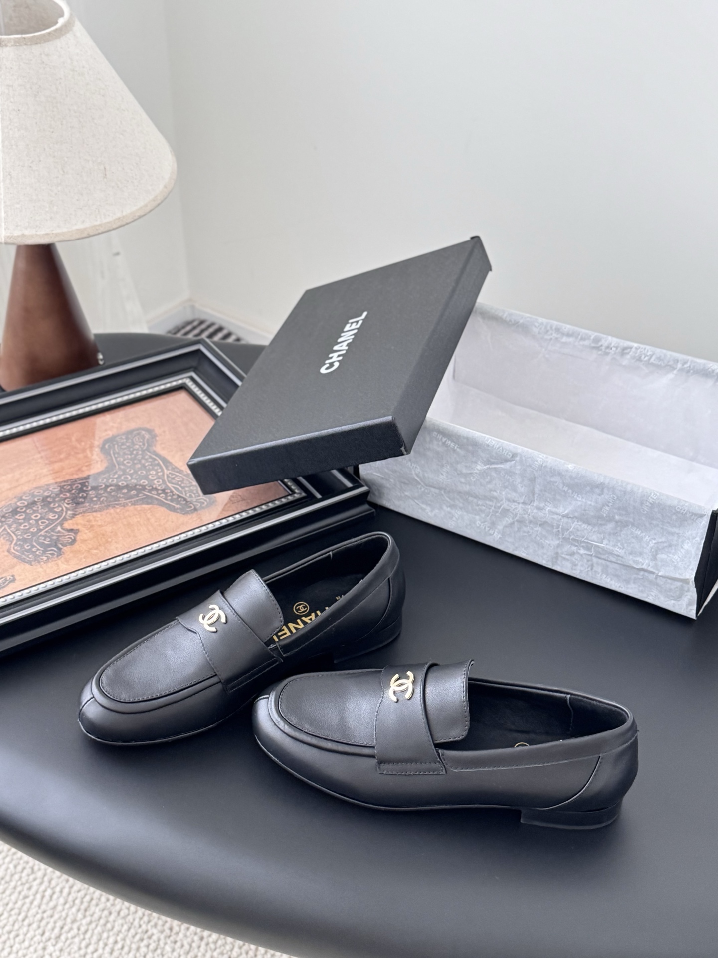 シャネル ローファー レディース メンズ 兼用 通勤 通学 シンプル 黒 - 画像 2
