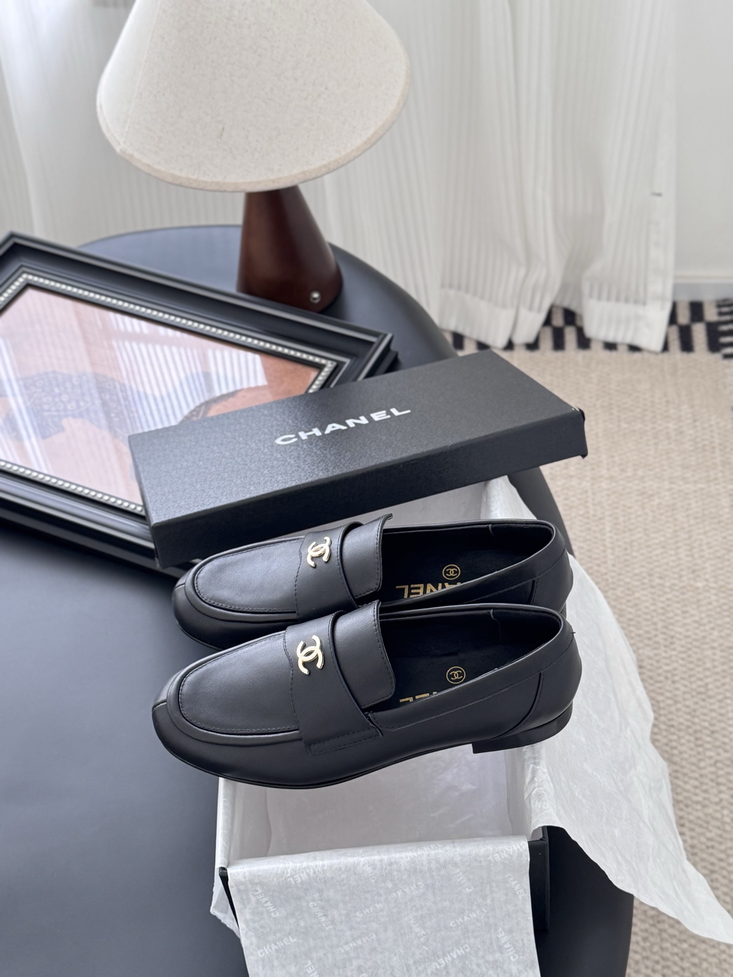 シャネル ローファー レディース メンズ 兼用 通勤 通学 シンプル 黒 - 画像 9