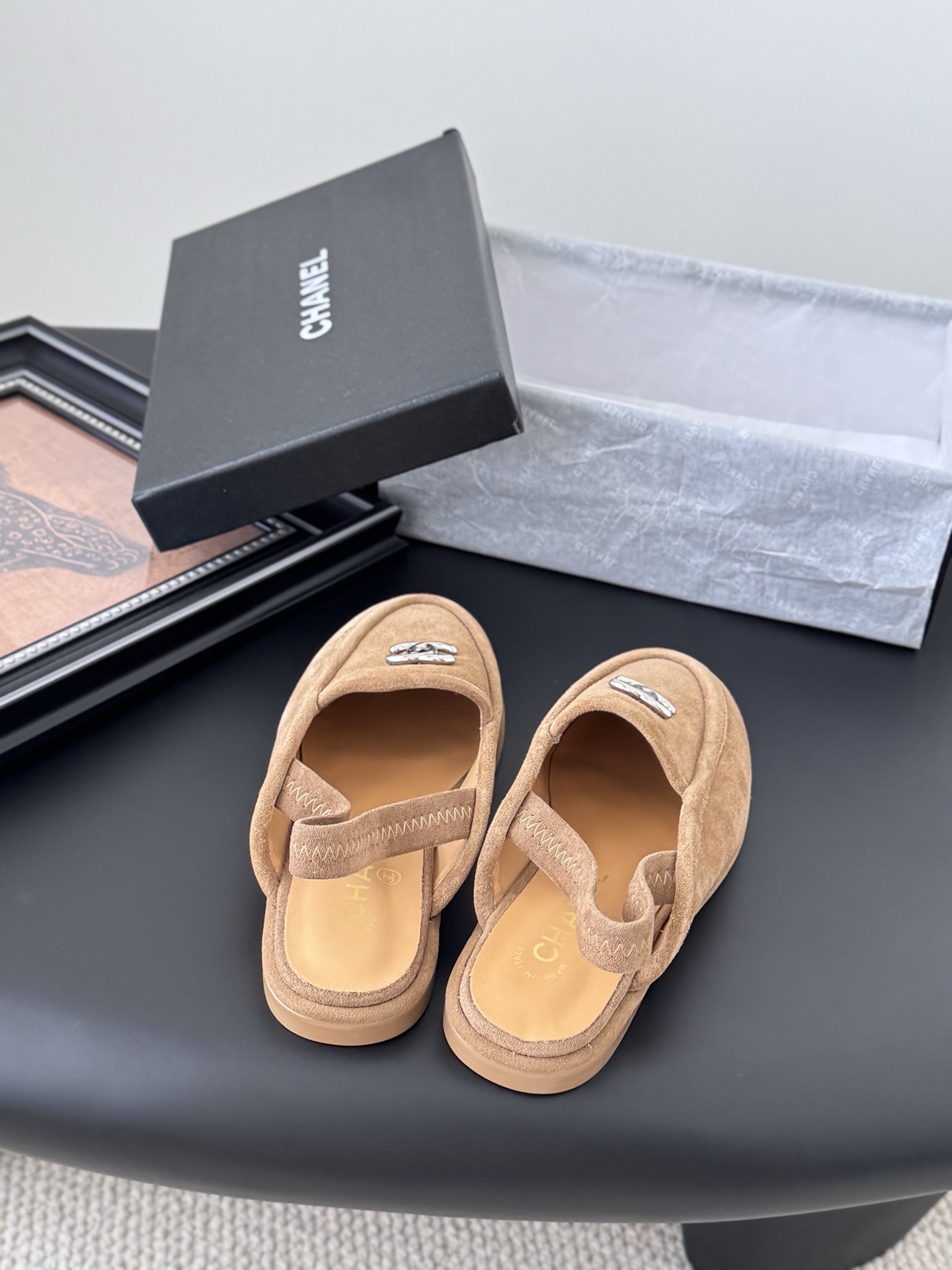 CHANEL シャネル ローファー 本革 フラットシューズ ベージュ - 画像 6