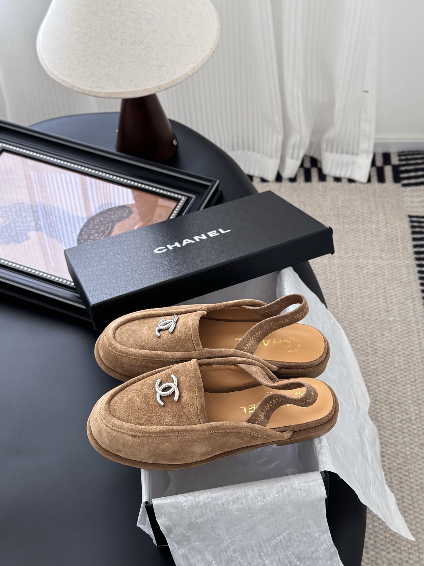 CHANEL シャネル ローファー 本革 フラットシューズ ベージュ - 画像 9