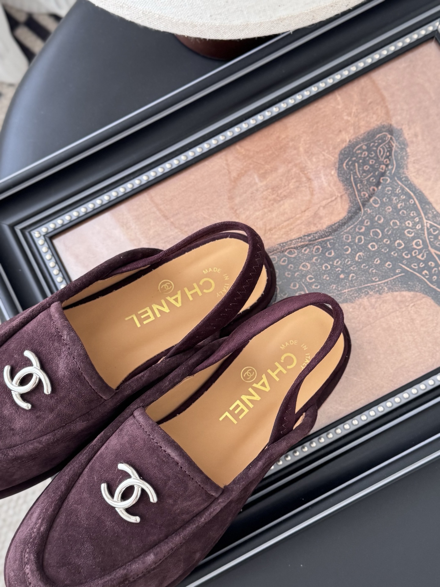 シャネル シャネル ローファー レディース メンズ 兼用 ファッション パンプス スラッシャー モノグラム ベルベット マーブル ブラウン 38 39 40 41 42 43 - 画像 8