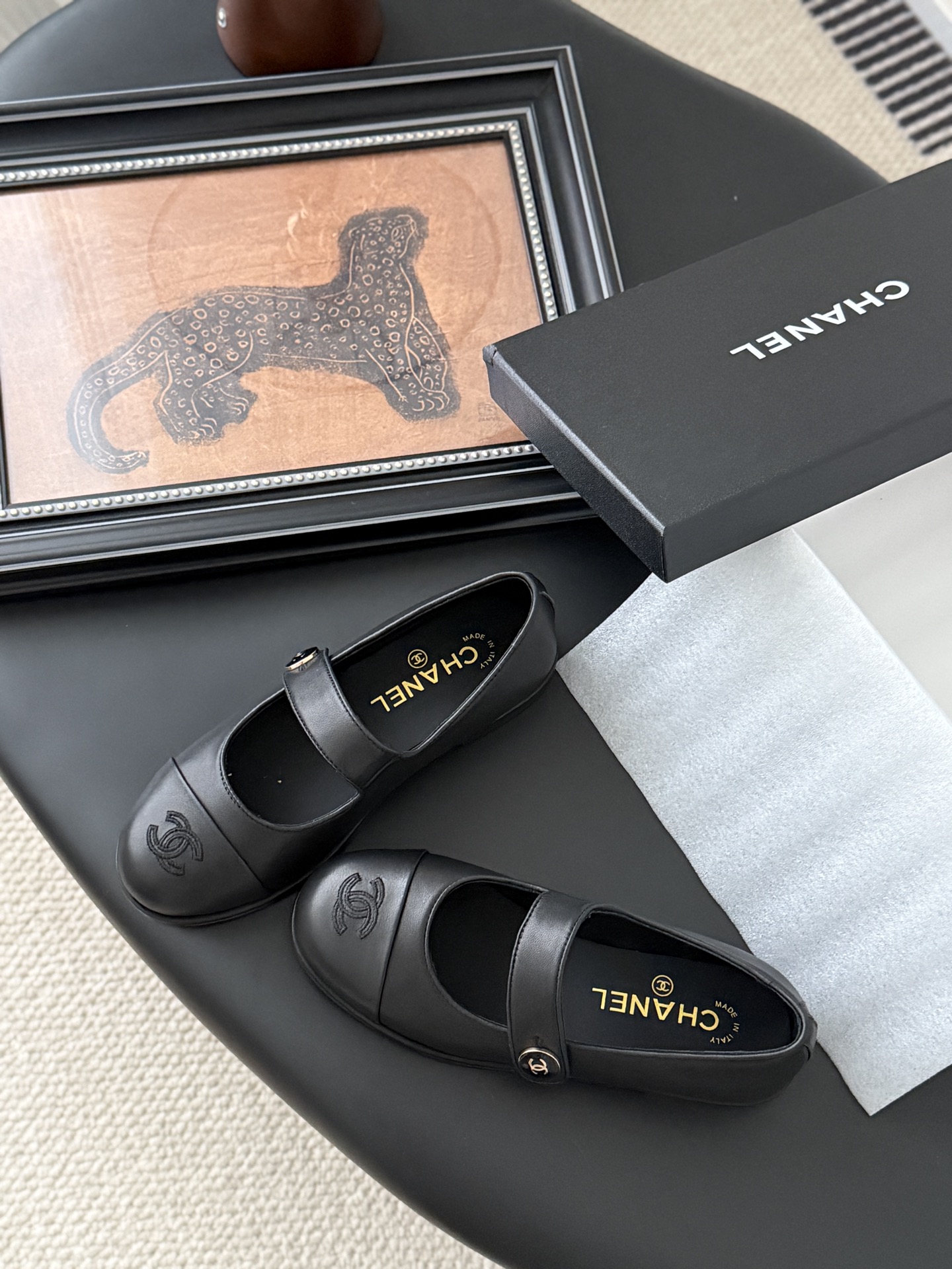 シャネル チェーンスタイル マリージェーン 黒 レディース メンズ 兼用 通勤 通学 シンプル 高級感 黒 - 画像 6