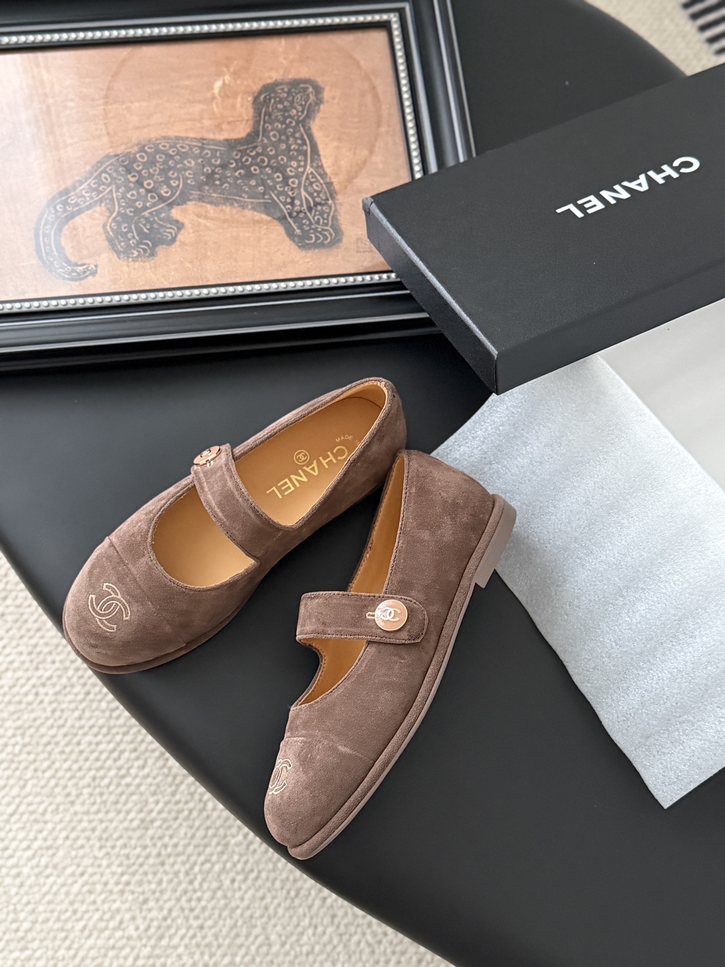 シャネル シューズ レディース メンズ 兼用 マリー ジャック クラシック スエード ベージュ 通勤 通学 高級感 - 画像 4