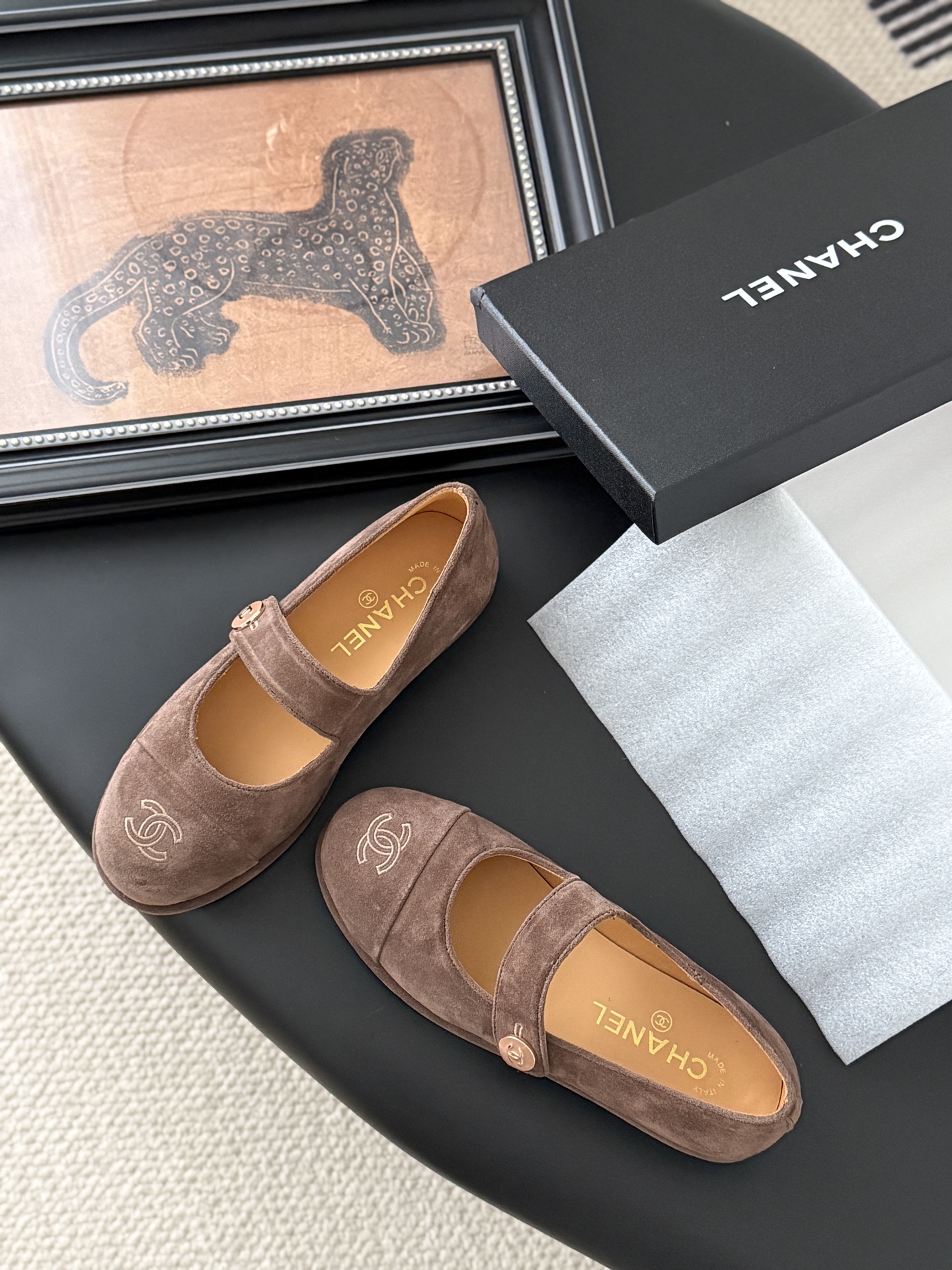 シャネル シューズ レディース メンズ 兼用 マリー ジャック クラシック スエード ベージュ 通勤 通学 高級感 - 画像 6