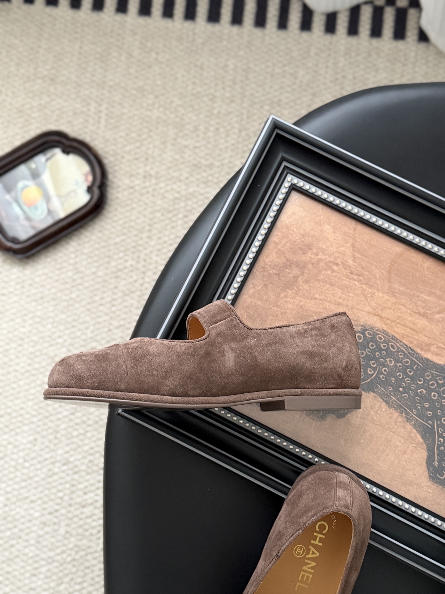 シャネル シューズ レディース メンズ 兼用 マリー ジャック クラシック スエード ベージュ 通勤 通学 高級感 - 画像 7
