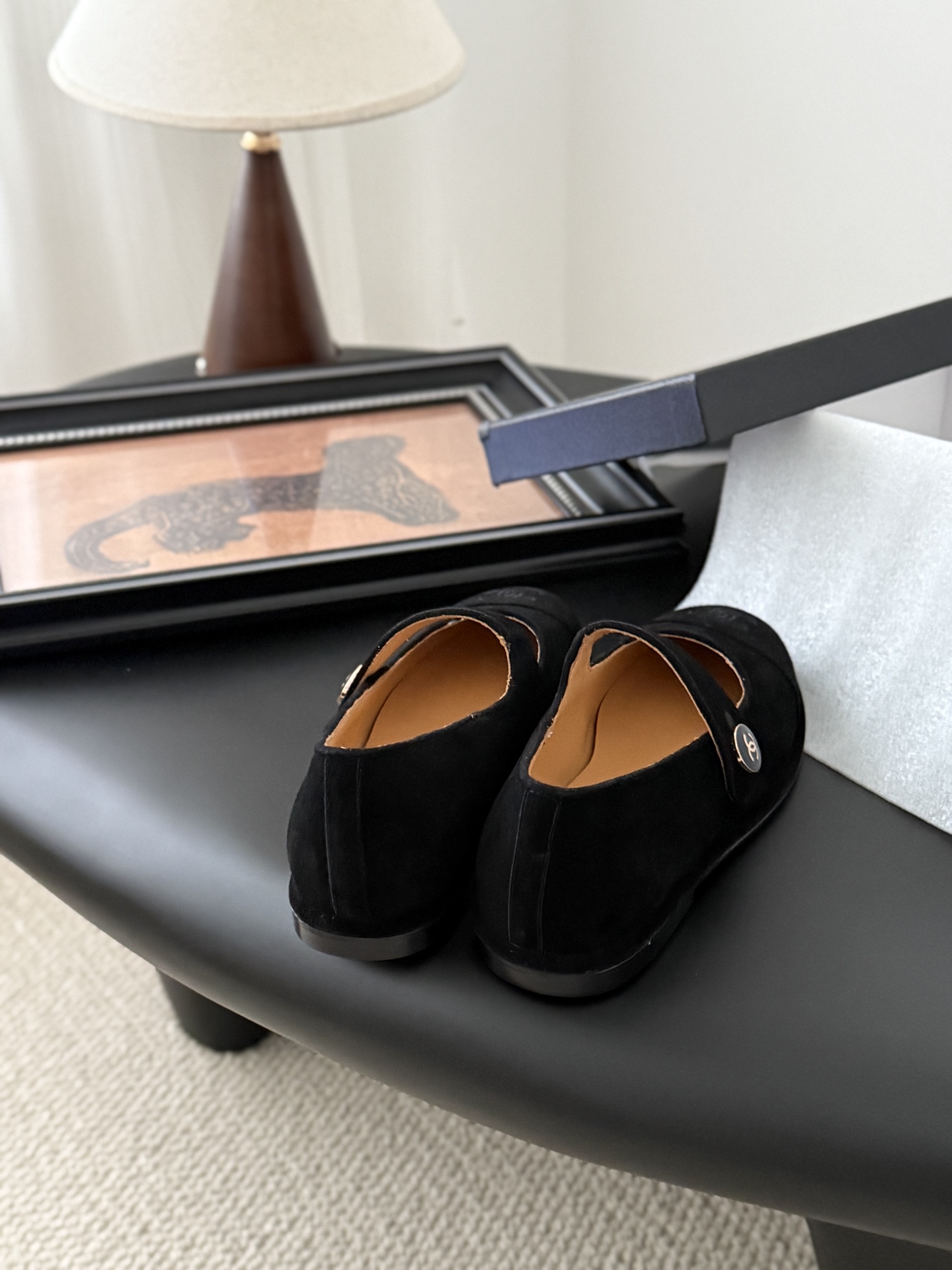 シャネル チェrones レディース メンズ 兼用 靴 フラット シンプル 黒 2WAY - 画像 3