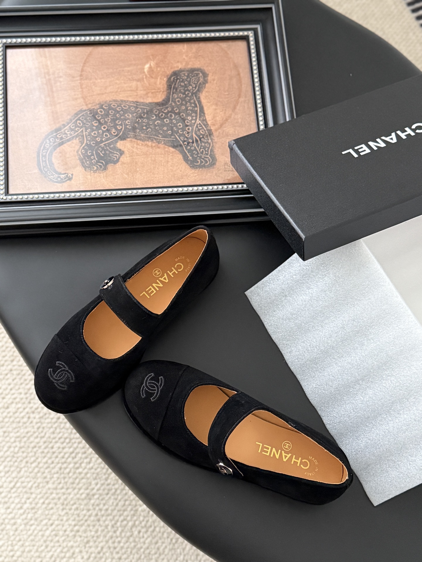 シャネル チェrones レディース メンズ 兼用 靴 フラット シンプル 黒 2WAY - 画像 6