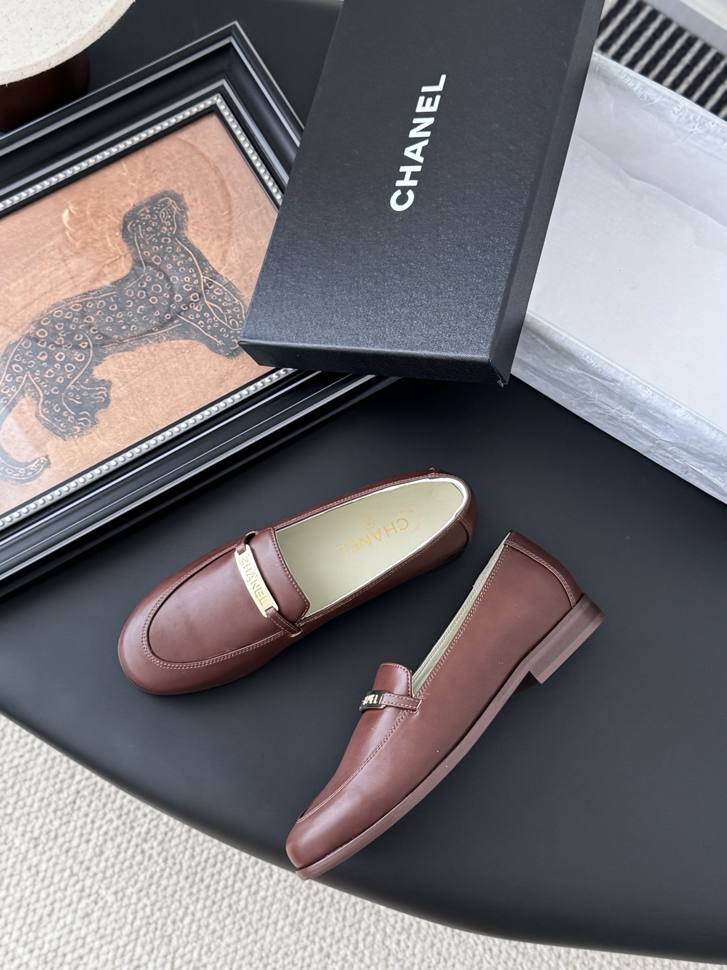 CHANEL シャネル ローファー レディース メンズ 兼用 通勤 通学 簡単履き ブラウン シンプル 高級感 本革風 38 39 40 41 42 43 - 画像 3