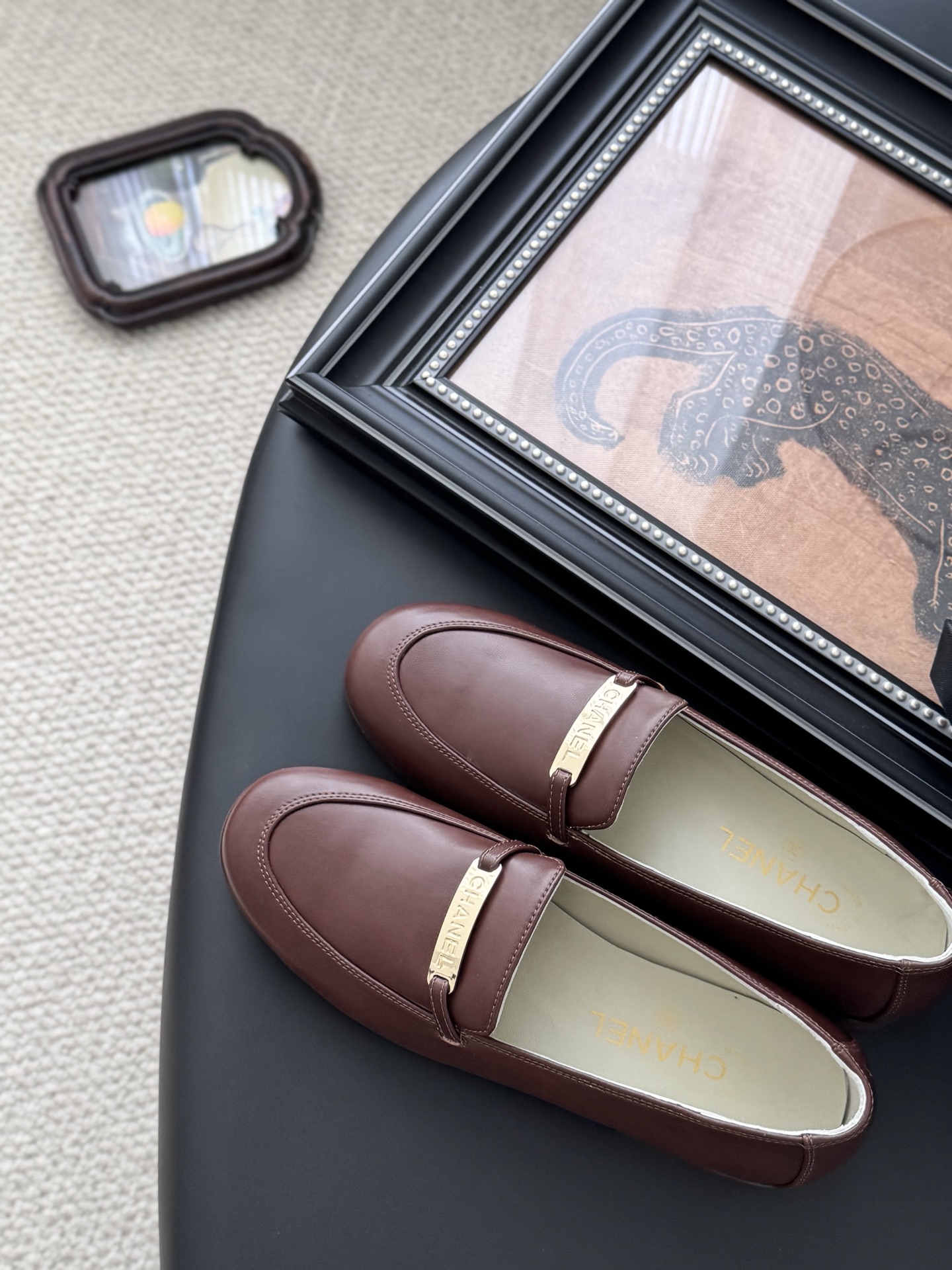 CHANEL シャネル ローファー レディース メンズ 兼用 通勤 通学 簡単履き ブラウン シンプル 高級感 本革風 38 39 40 41 42 43 - 画像 5