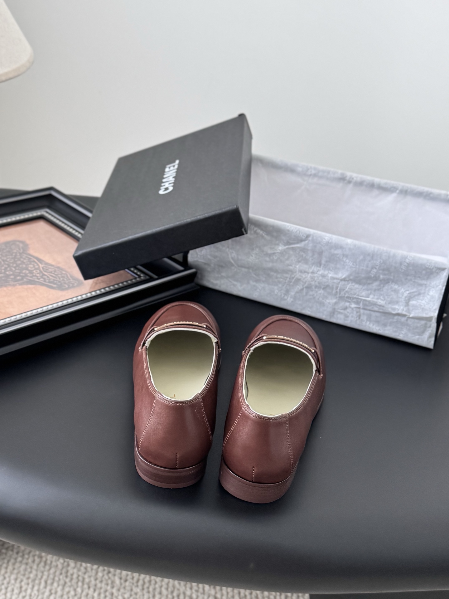 CHANEL シャネル ローファー レディース メンズ 兼用 通勤 通学 簡単履き ブラウン シンプル 高級感 本革風 38 39 40 41 42 43 - 画像 6