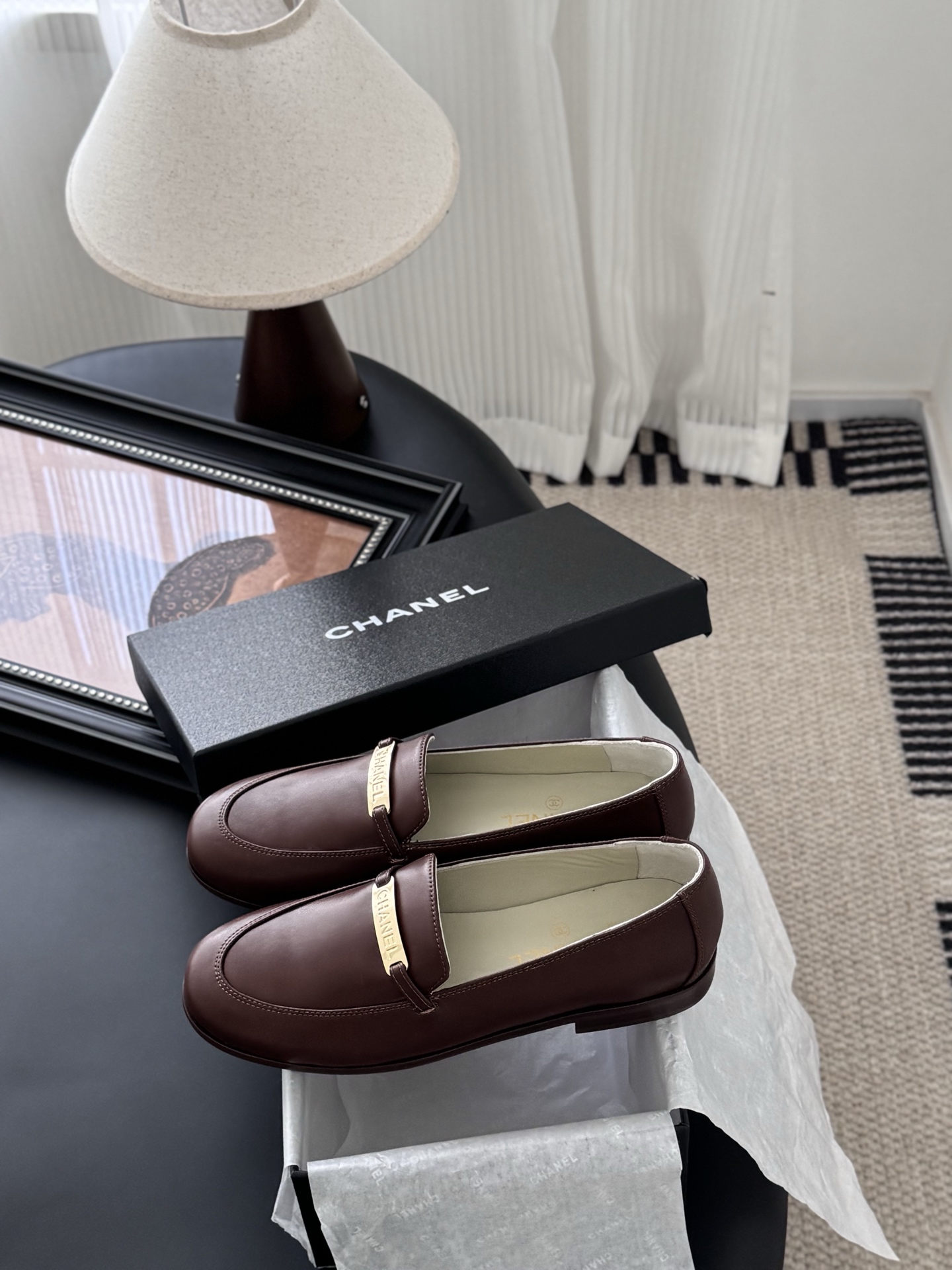 CHANEL シャネル ローファー レディース メンズ 兼用 通勤 通学 簡単履き ブラウン シンプル 高級感 本革風 38 39 40 41 42 43 - 画像 9