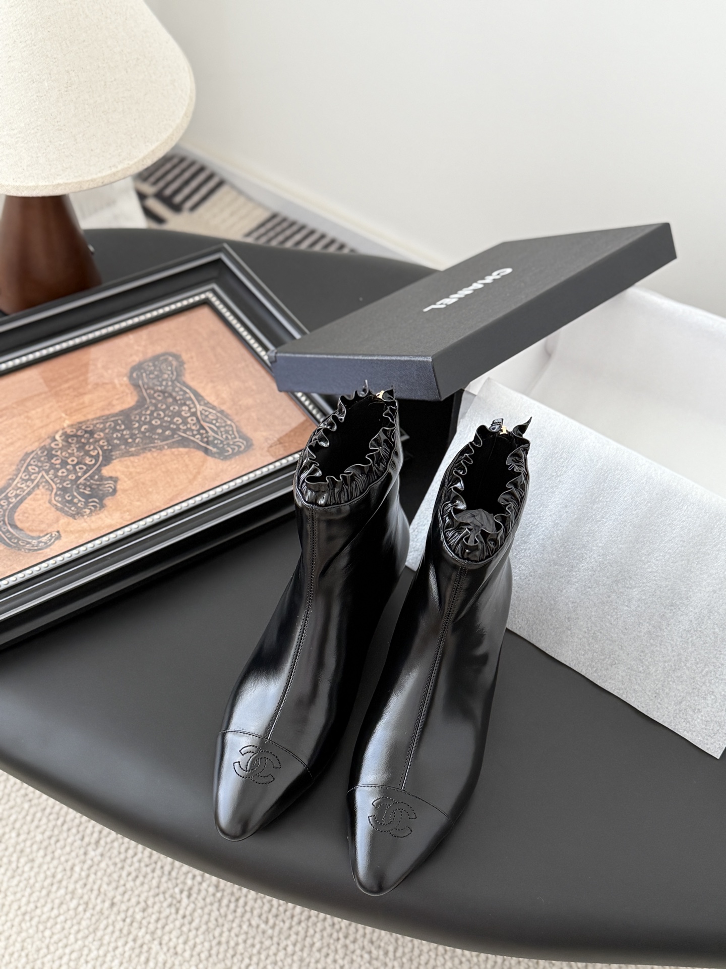 シャネル ロングブーツ レディース メンズ兼用 通勤 通学 シンプル 黒